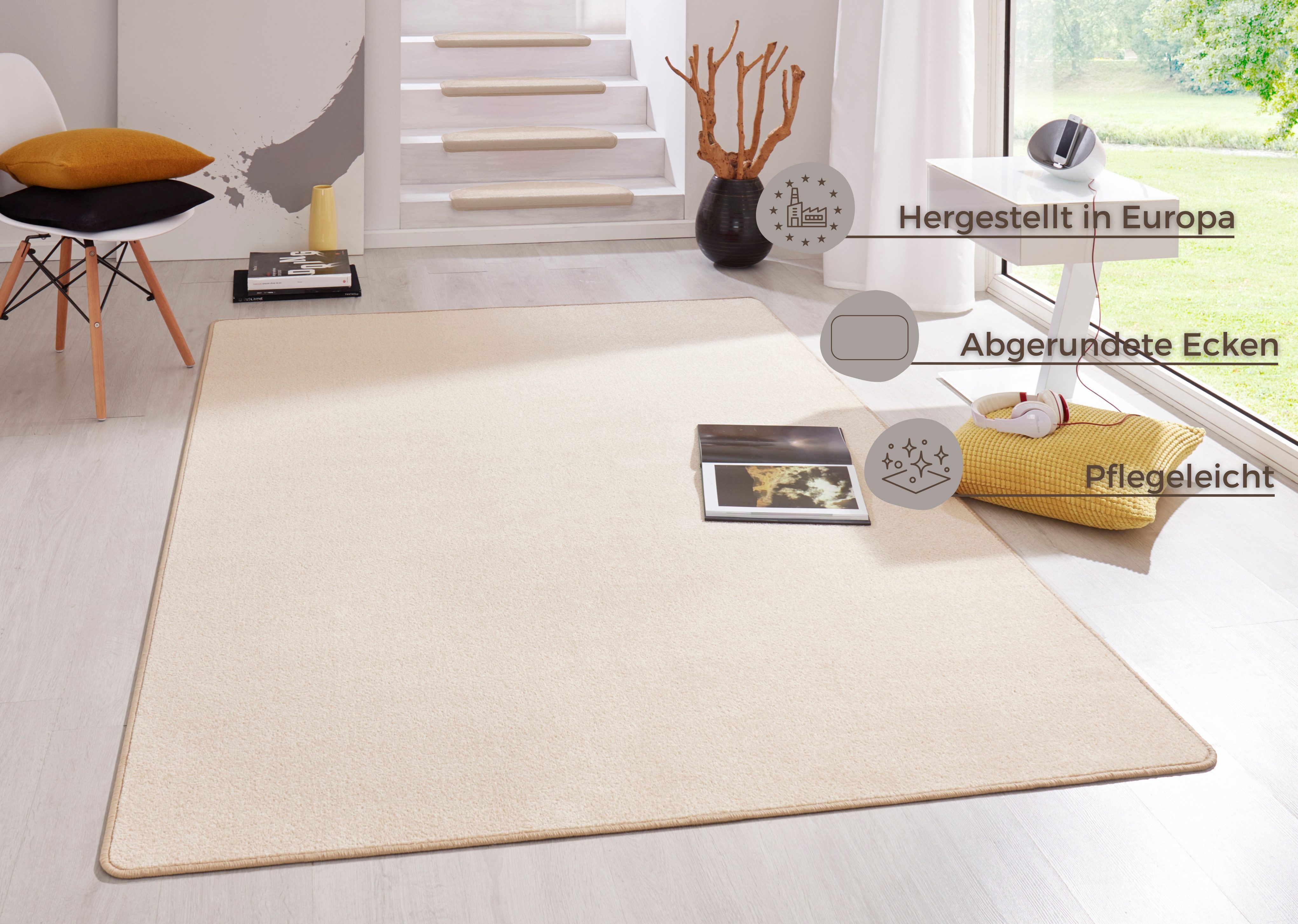 HANSE Home Vloerkleed Fancy Kortpolig, loper, effen, geketteld, woonkamer, slaapkamer, eetkamer
