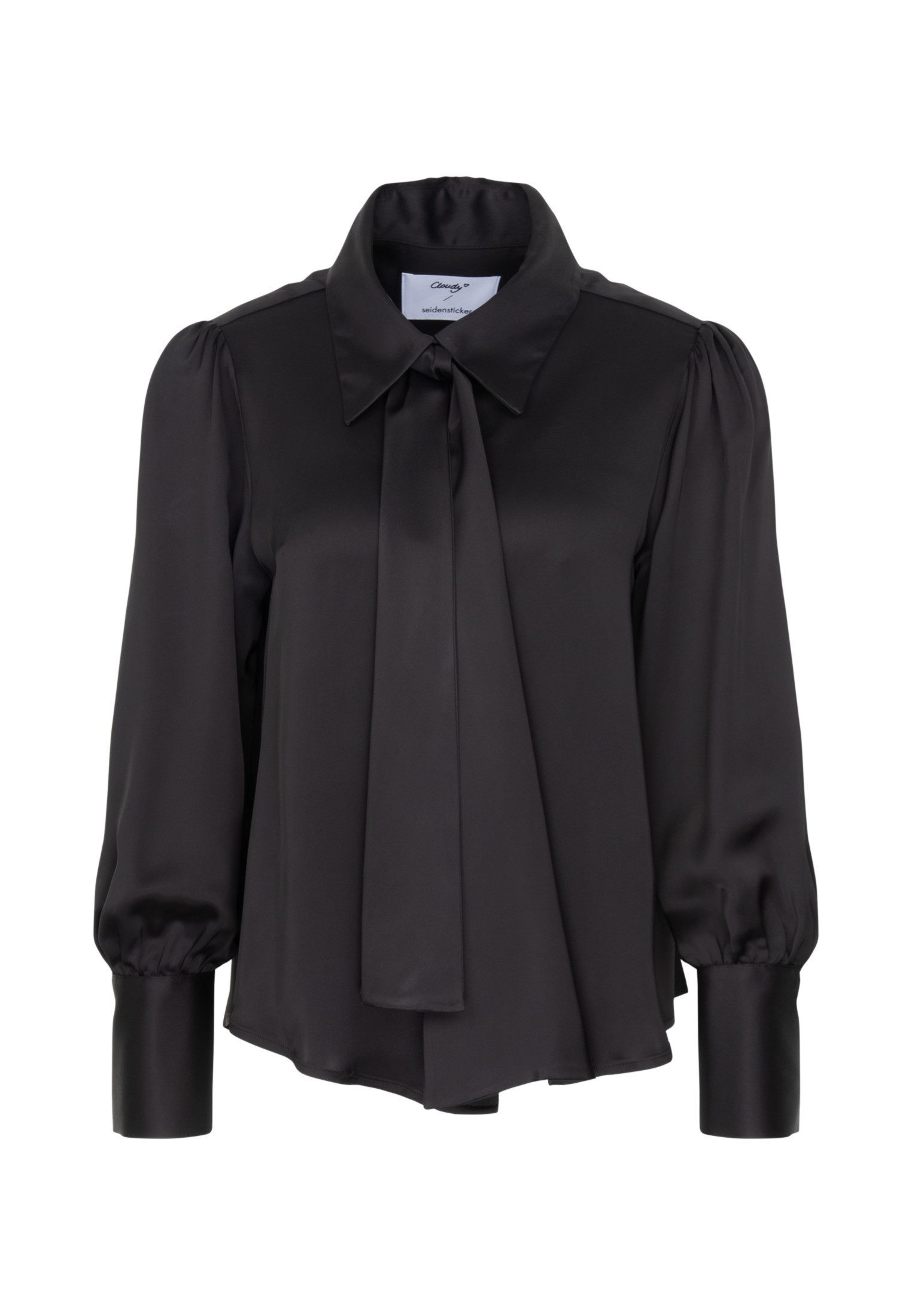 seidensticker Blouse met kraagstrik Zwarte roos Lange mouwen kraag uni