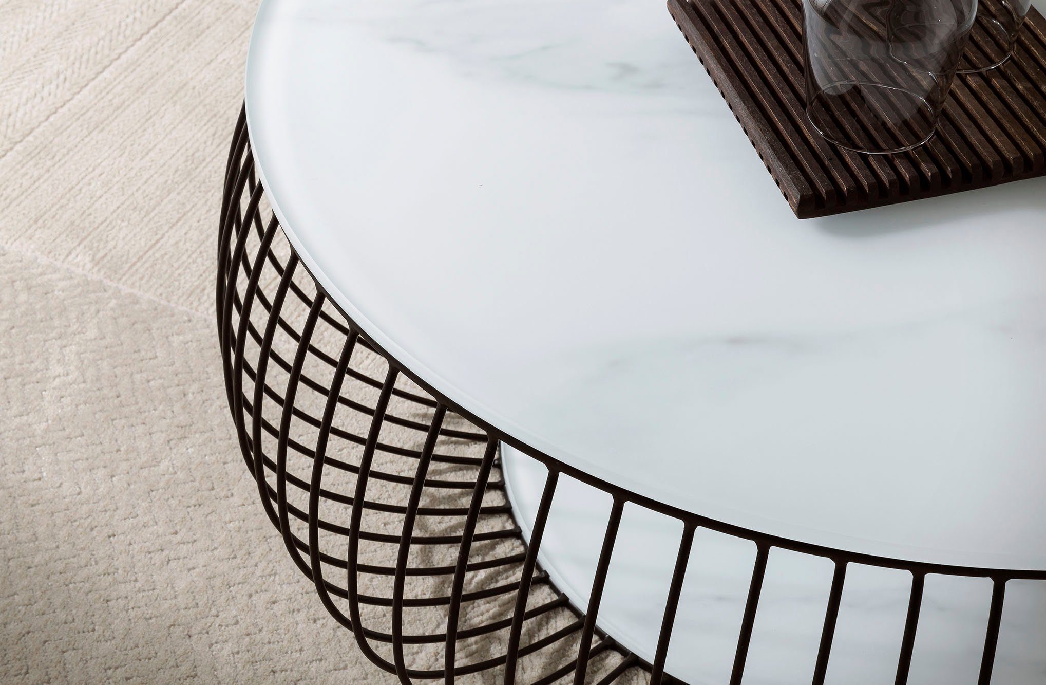 SalesFever Salontafel 10 mm dikke helder glazen plaat met marmerprint