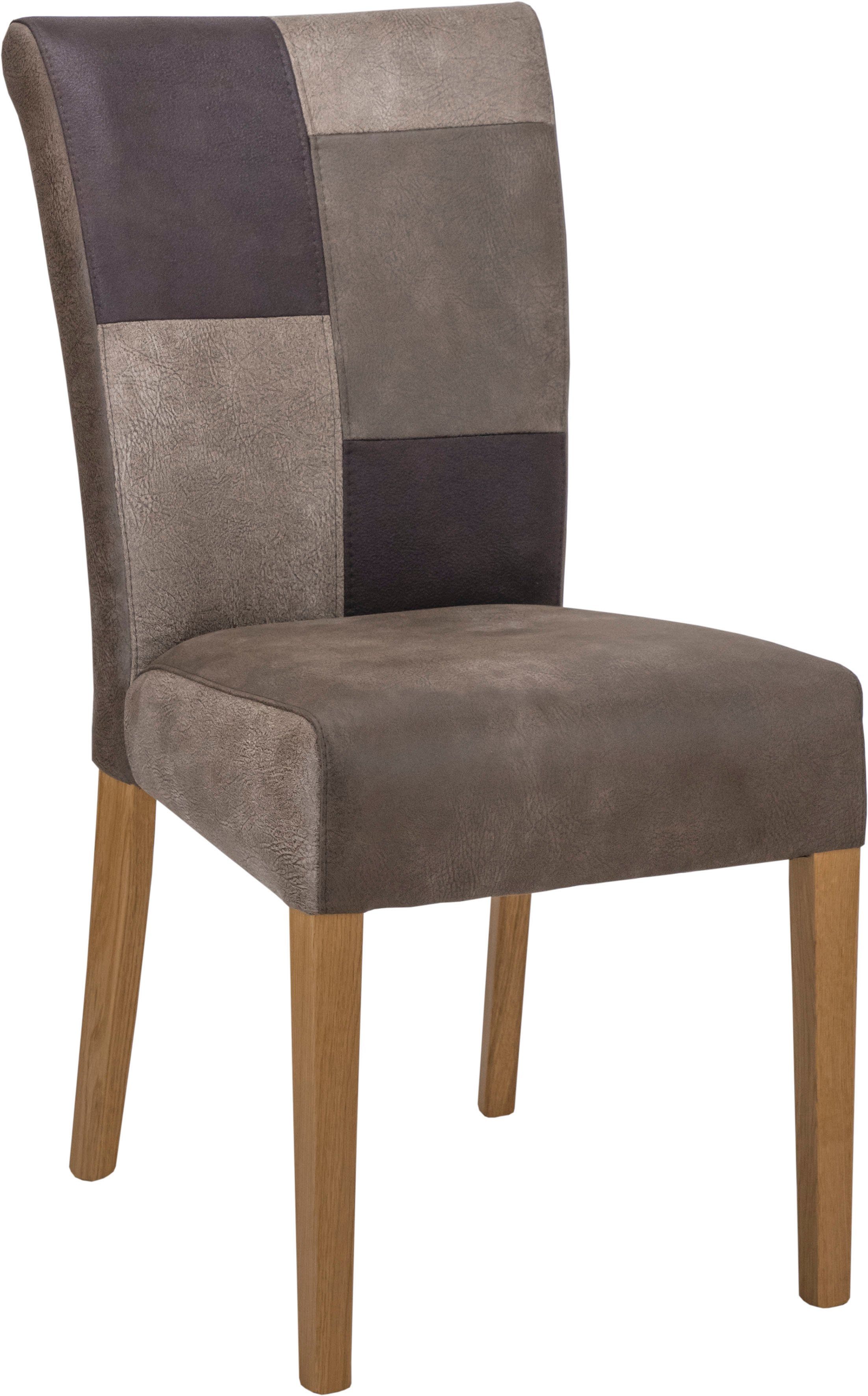 Home affaire Eetkamerstoel Queen Onderstel van massief hout, patchwork-bekleding in landhuisstijl (set, 2 stuks)