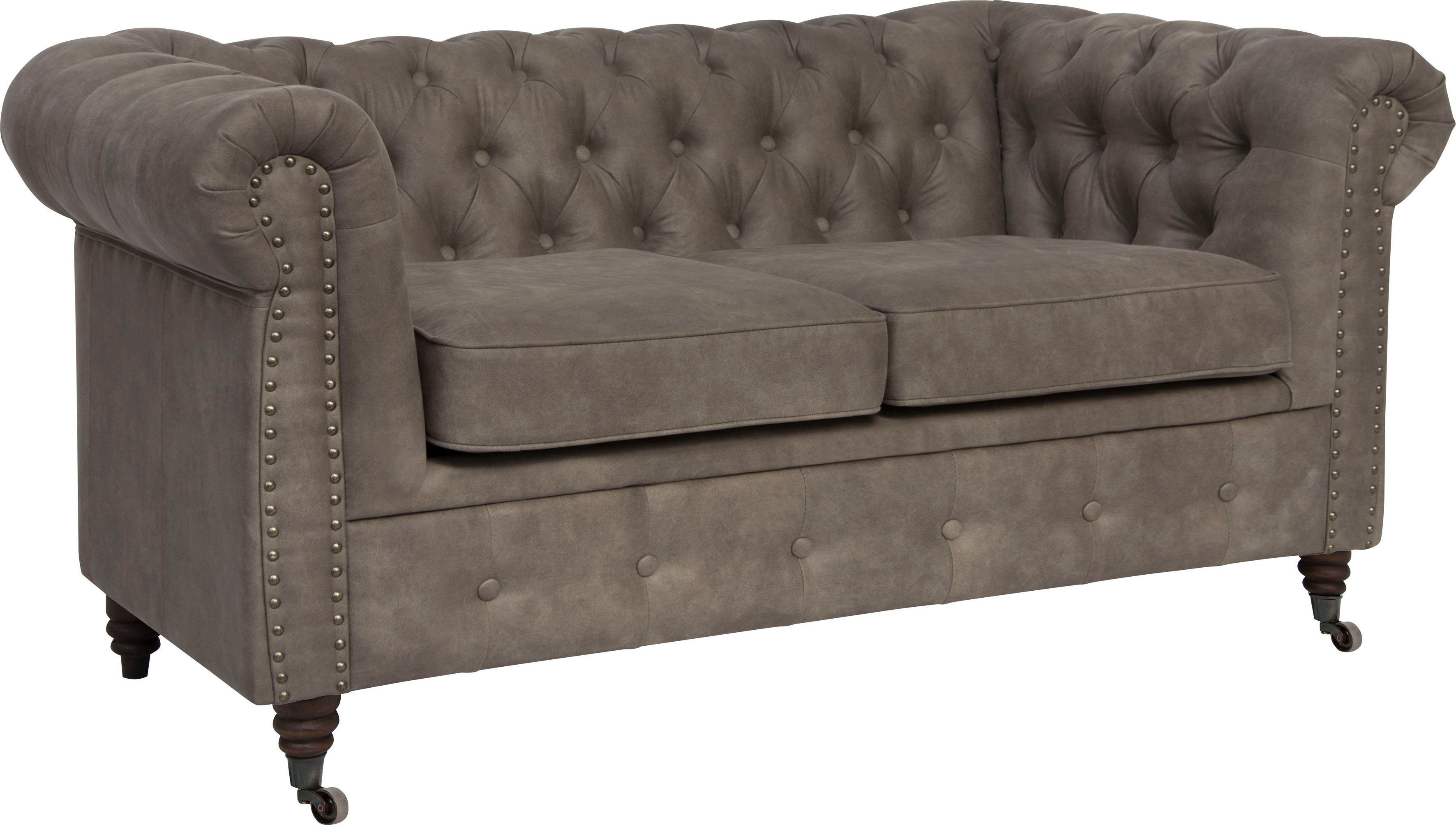 Home affaire Chesterfield-bank Aarburg luxueuze capitonnage en siernagels in chesterfield-design