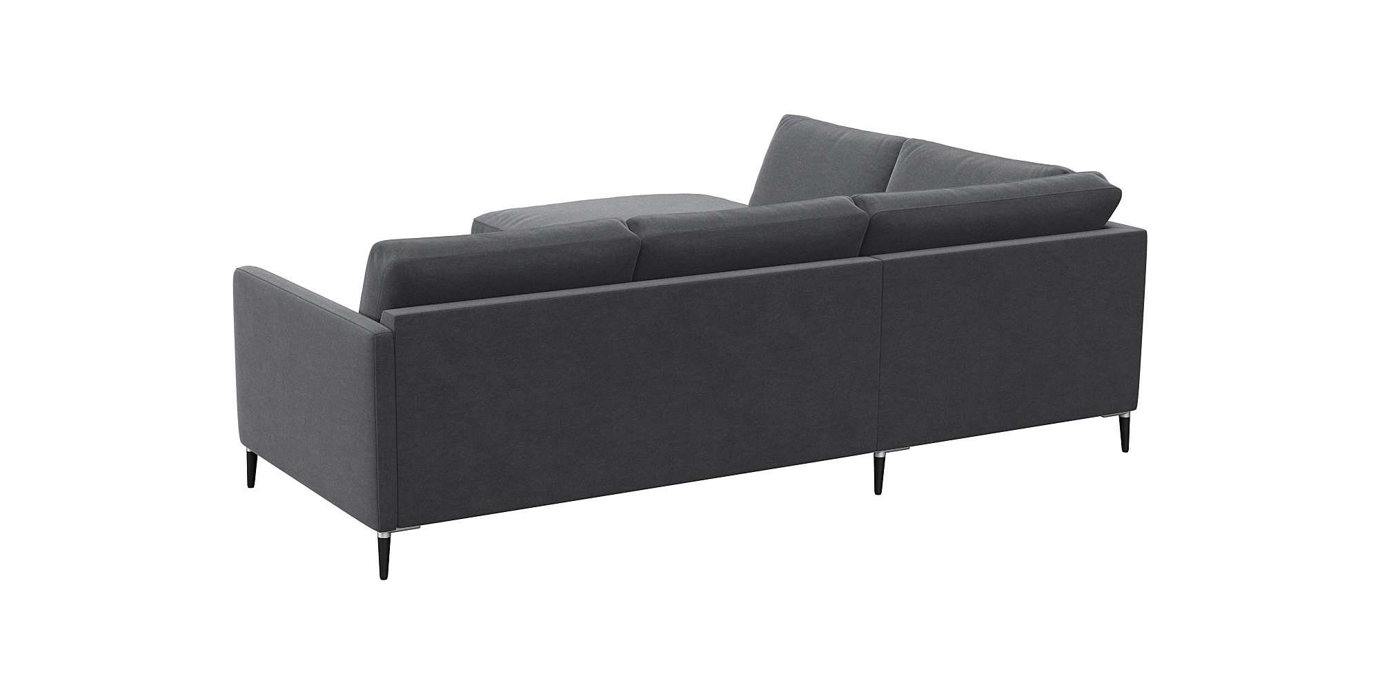 FLEXLUX Hoekbank Fiore, L-vorm smalle armleuningen, aluminium/zwarte poten, bxd 234x225 cm, koudschuim in de zitting