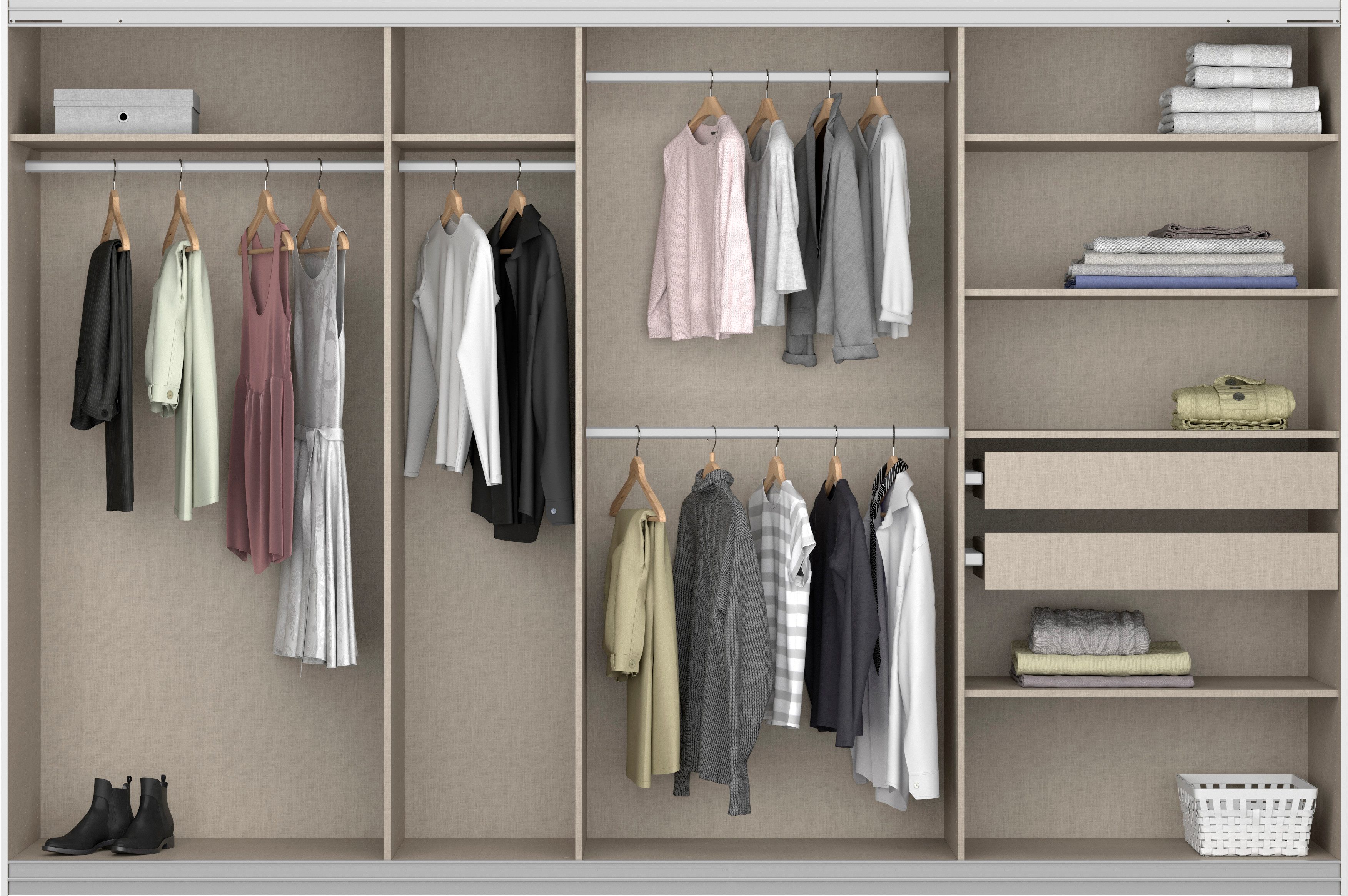 rauch Zweefdeurkast Kledingkast kast garderobe BESTSELLER KOLUNA met spiegel inclusief 2 binnenladen en extra legplanken made in germany