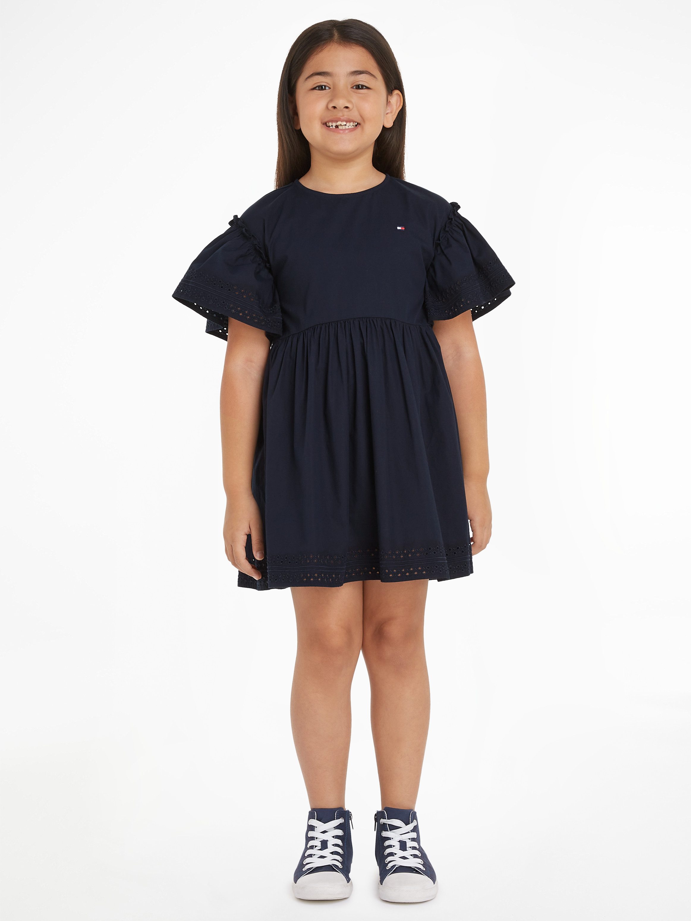 Tommy Hilfiger Jurk in a-lijn BRODERIE ANGLAISE DRESS SS Kinderen tot 16 jaar met logostiksel