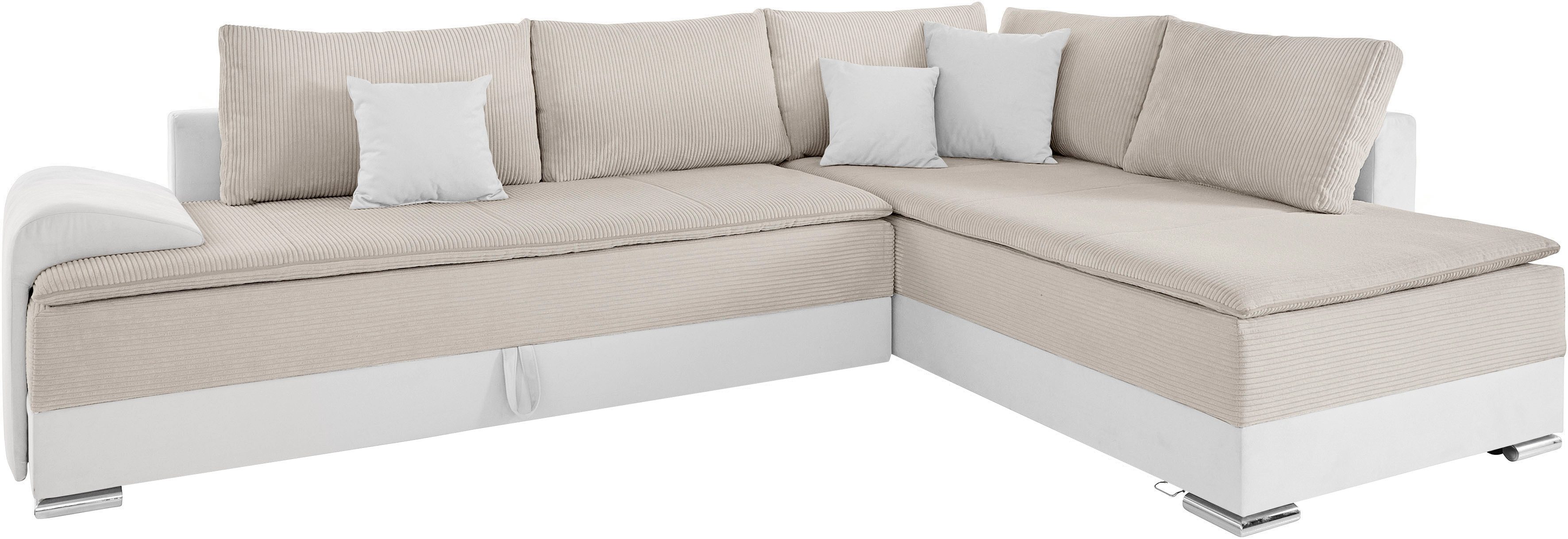 INOSIGN Hoekbank Boxspringbed Night & Day L-vorm met permanente slaapfunctie met armleuning
