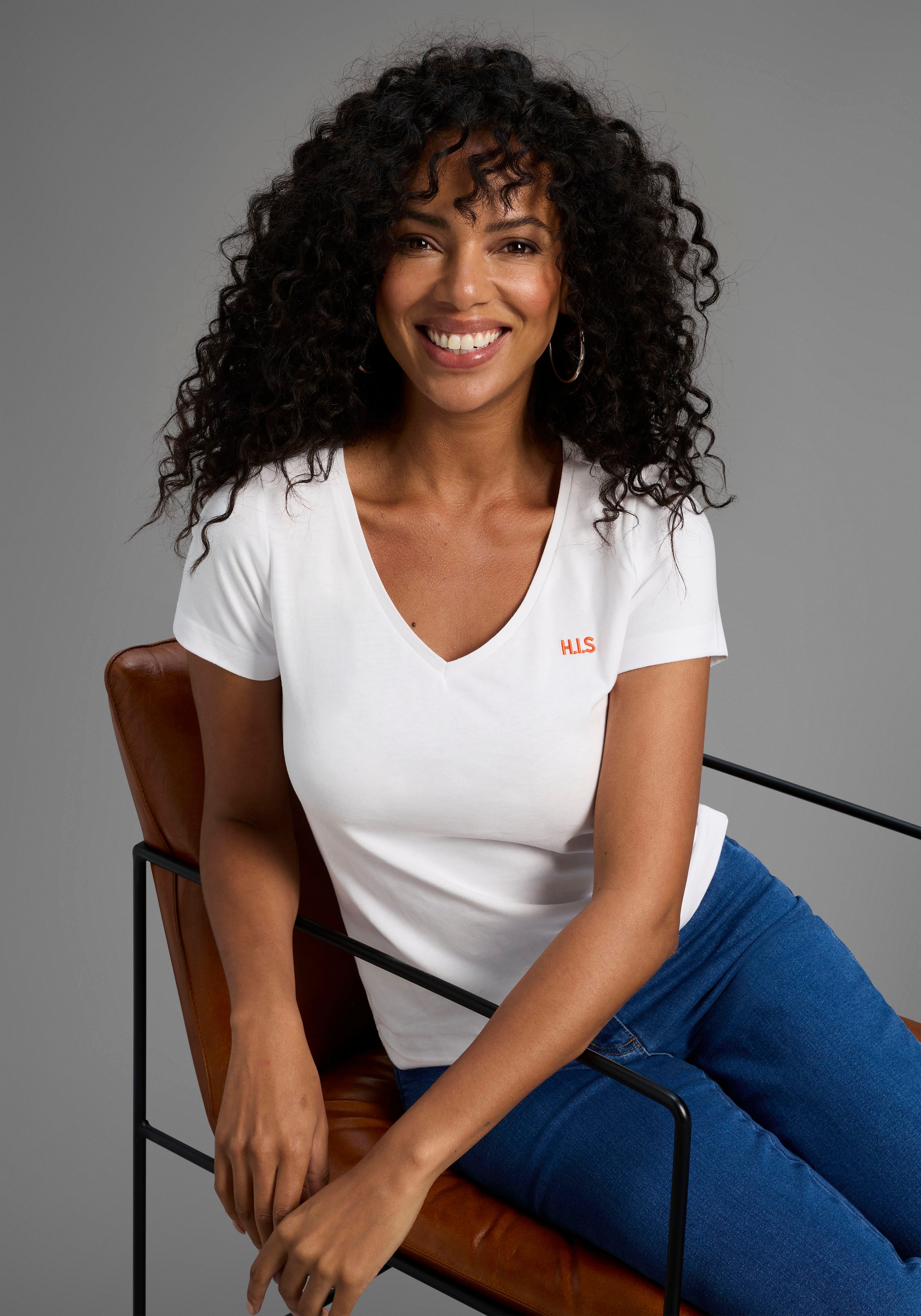 H.I.S T-shirt Essential basics heup-lange pasvorm, figuuraccentuerende snit, van 100% katoen (Set van 3)
