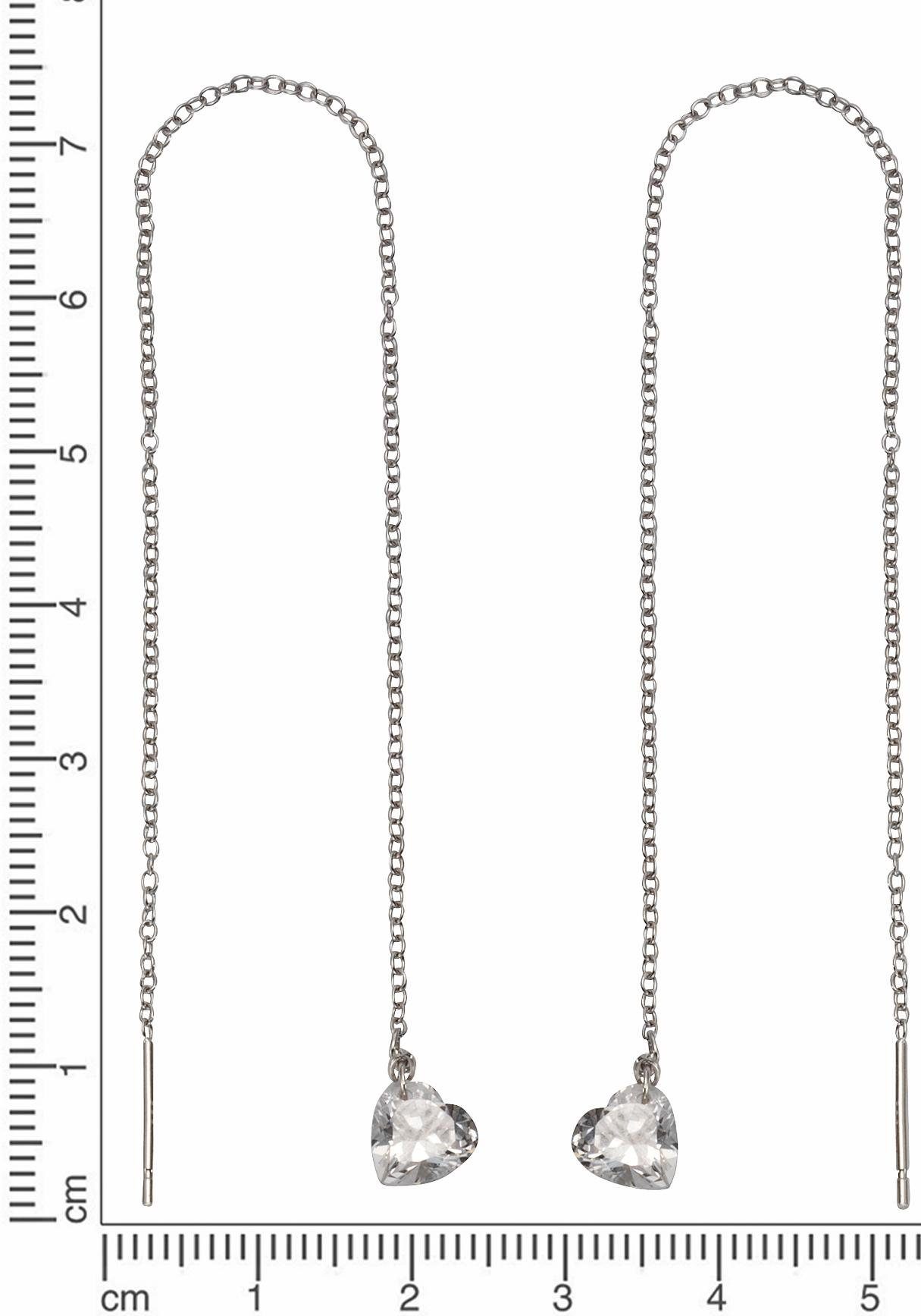 Firetti Paar oorhangers Sieraad cadeau zilver 925 oorbellen doorlopende harten glinsterend