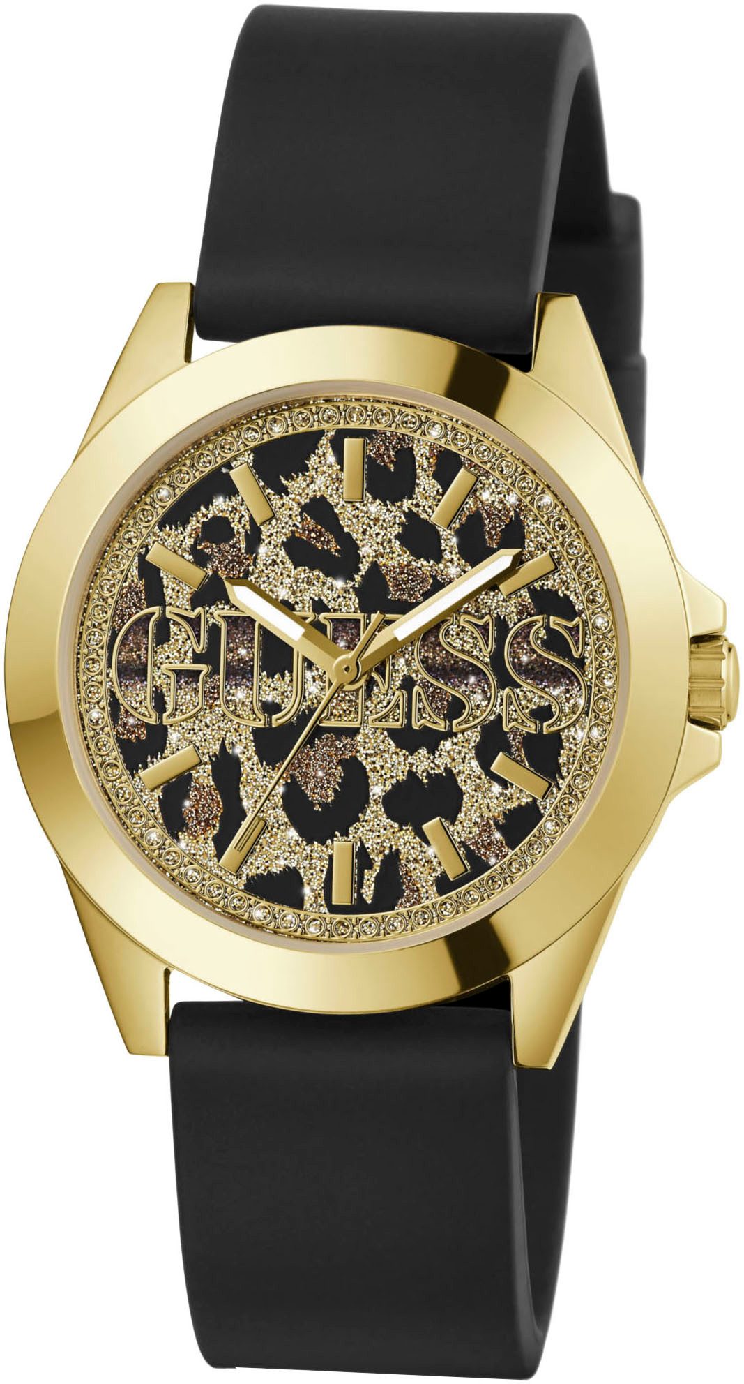 Guess Kwartshorloge MENAGERIE Horloge, dameshorloge, siliconen band, mineraalglas, analoog
