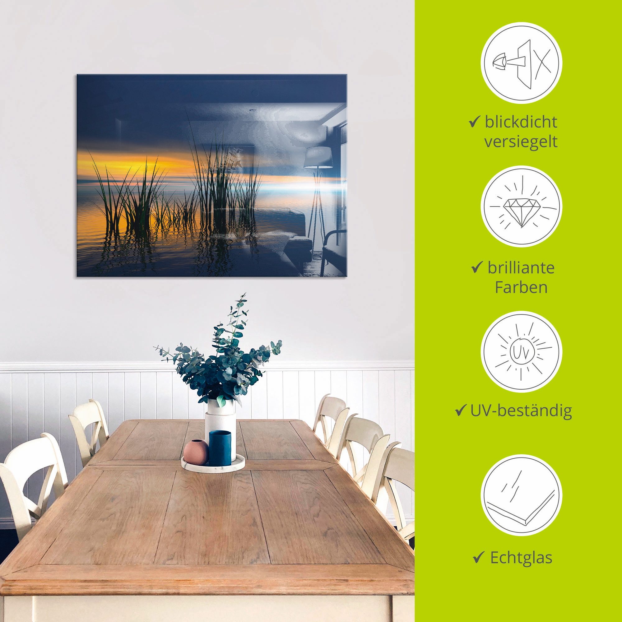 Artland Print op glas Zonsondergang III in verschillende maten