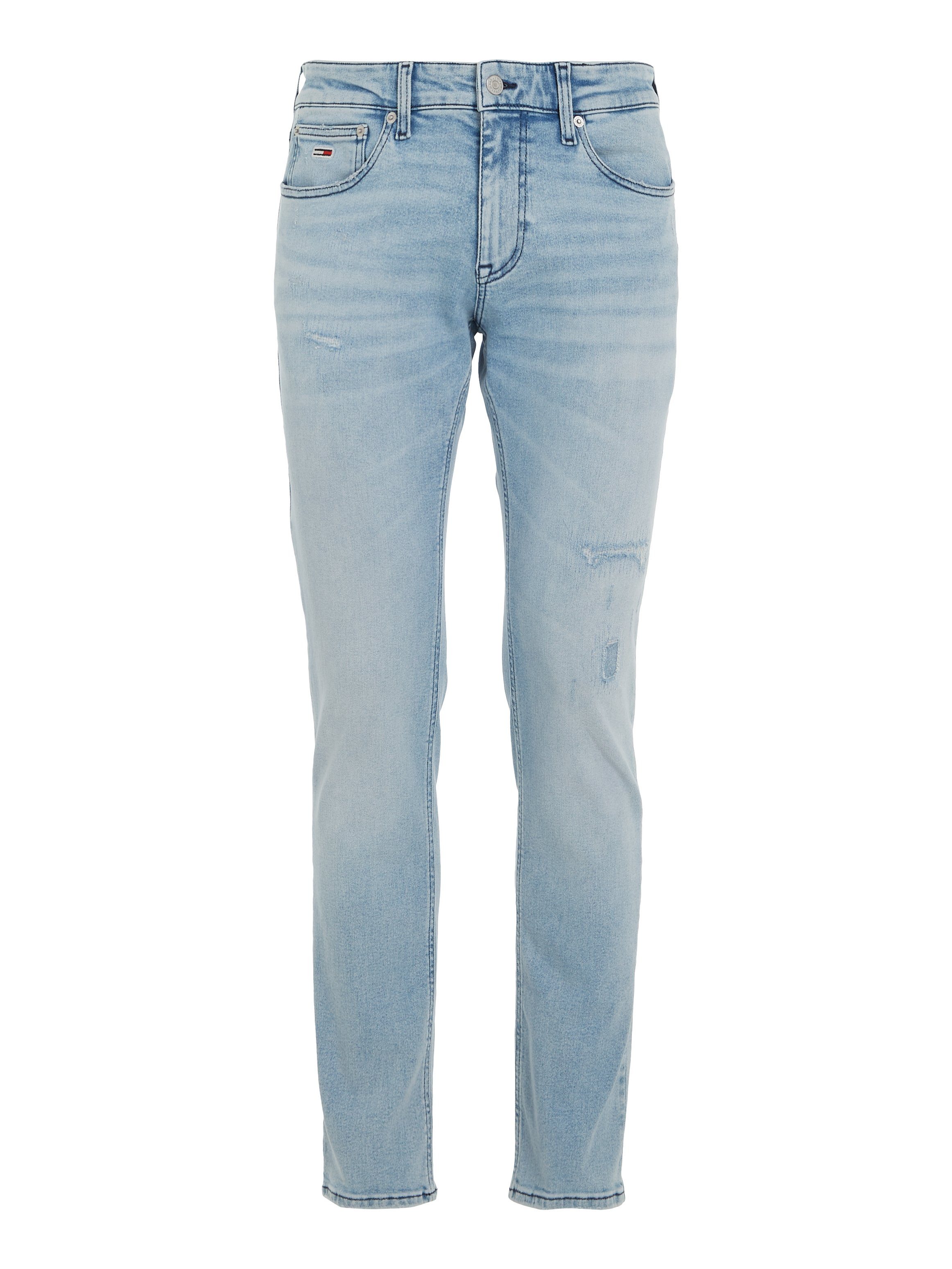TOMMY JEANS Slim fit jeans SCANTON SLIM met slijtage- en destroyed-details