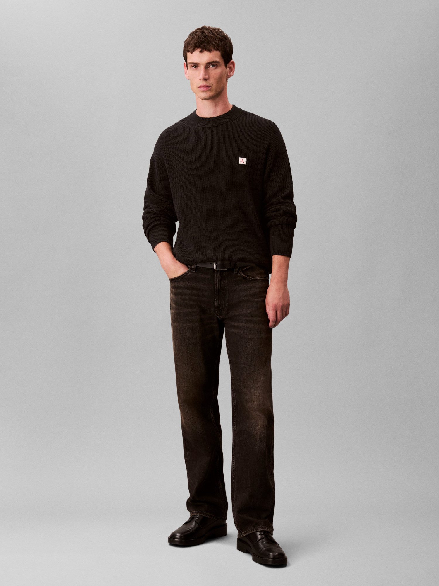 Calvin Klein Trui met ronde hals LS EZ COTTON WAFFLE CRWNK SWTR 9
