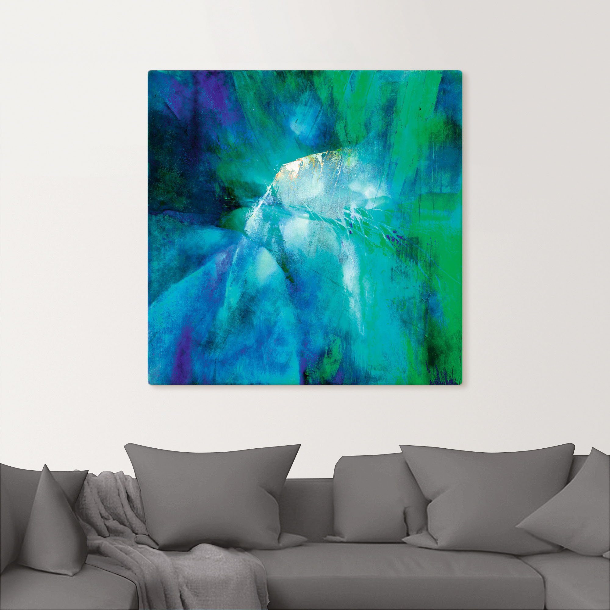 Artland Artprint Abstracte compositie in turquoise als artprint van aluminium, artprint voor buiten, artprint op linnen in verschillende maten
