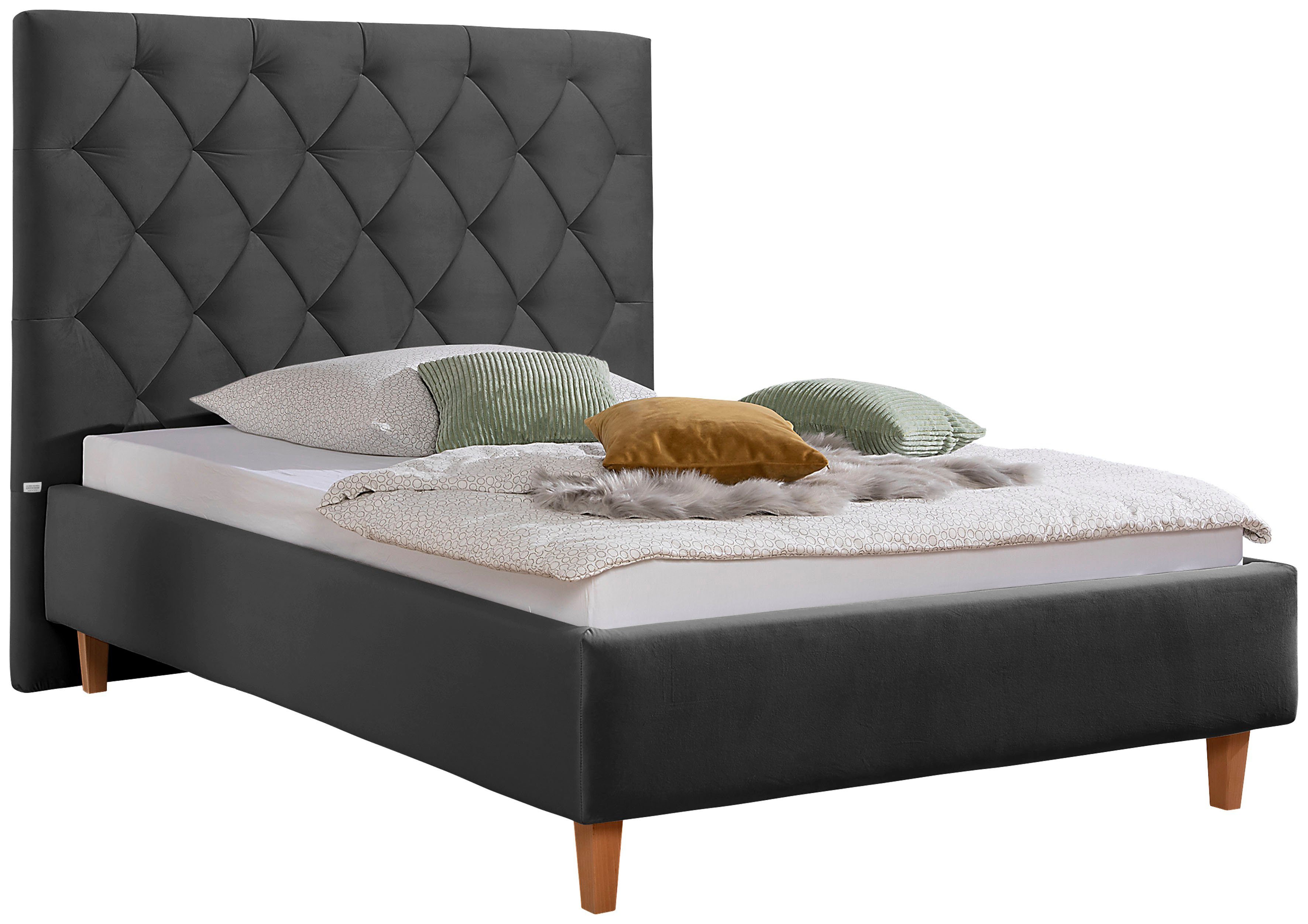 Guido Maria Kretschmer Home&Living Gestoffeerd bed Sunley 140 Kruisstiksel, hoofdbordhoogte 142 cm, zonder of met matras/lattenbodem