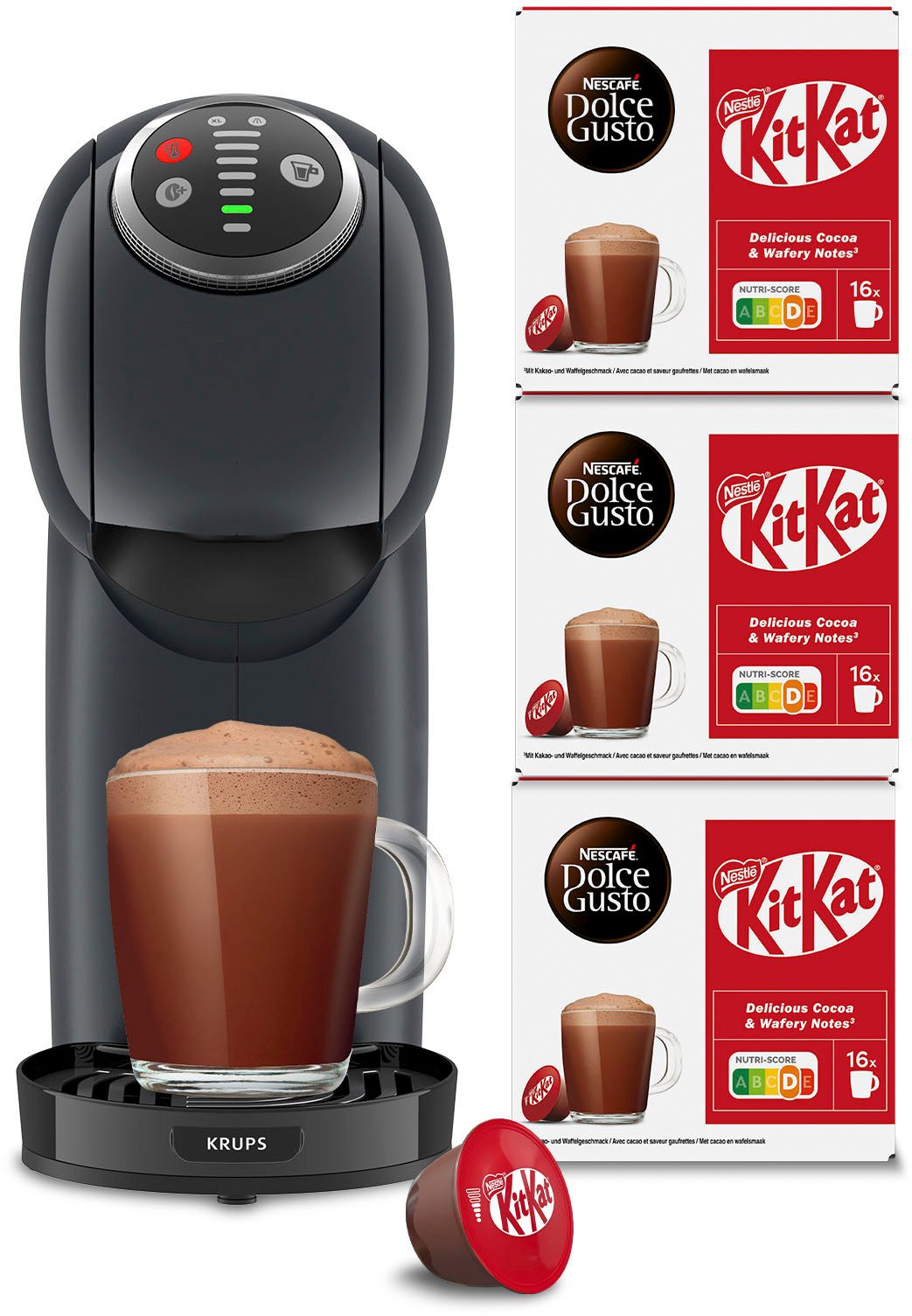 Nescafé Dolce Gusto Koffiecapsulemachine KP340B Genio S plus, draaiknop, espresso-boost, inclusief 3...