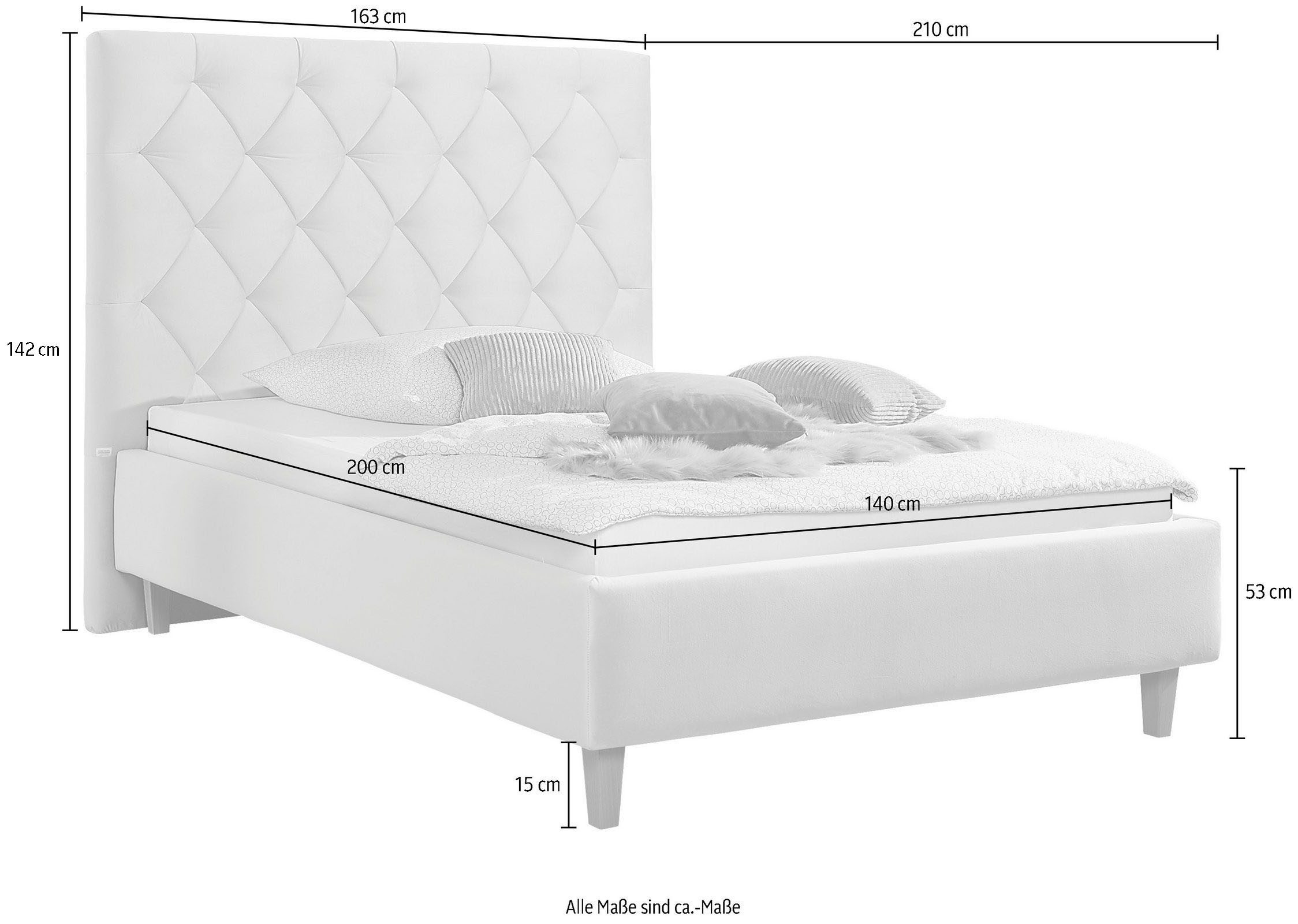 Guido Maria Kretschmer Home&Living Gestoffeerd bed Sunley 140 Kruisstiksel, hoofdbordhoogte 142 cm, zonder of met matras/lattenbodem