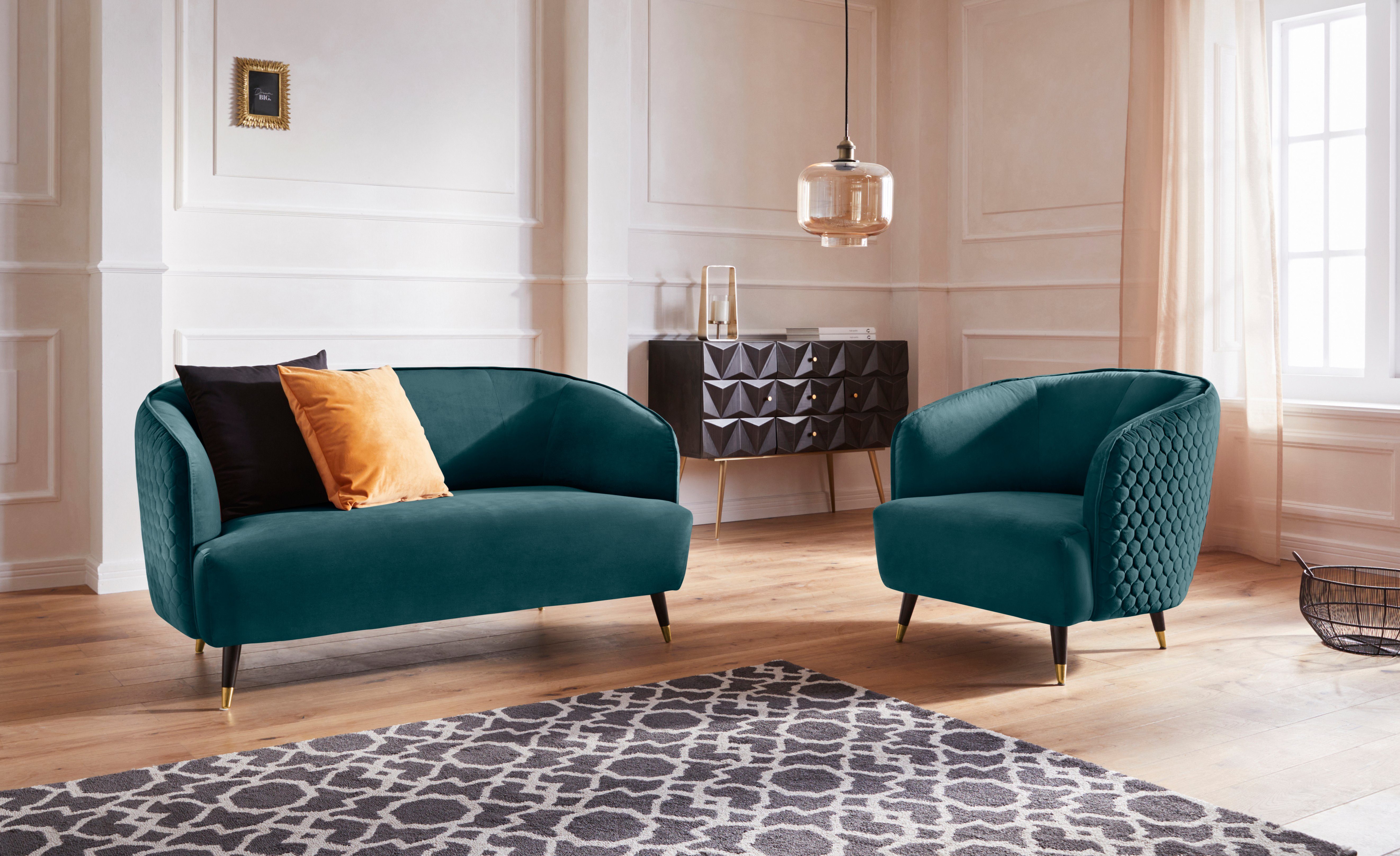 Guido Maria Kretschmer Home&Living Fauteuil Oradea cocktailstoel met elegante stiksels op achterzijde van de rugleuning