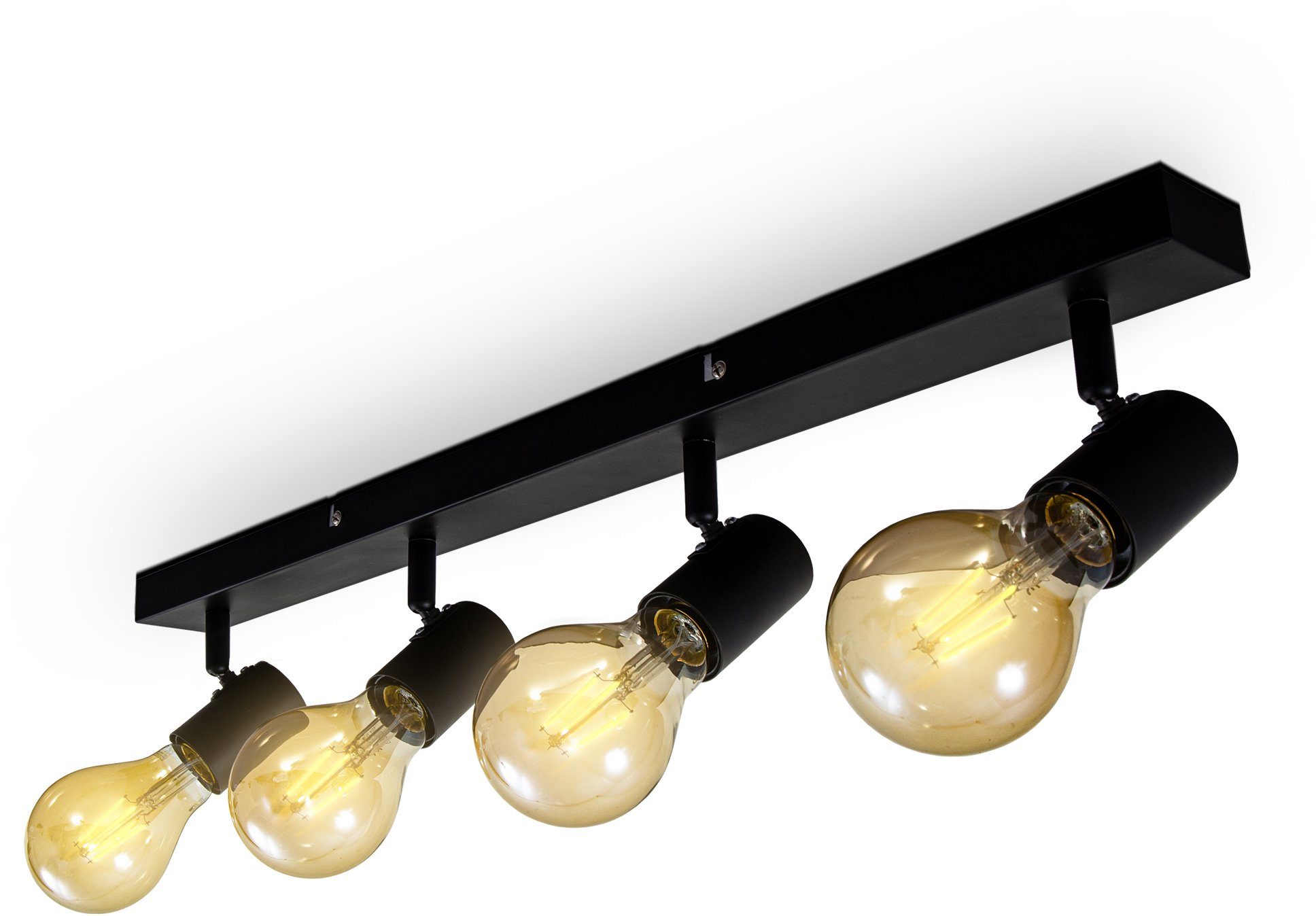 B.K.Licht Ledplafondspots LED vintage plafondlamp retro plafondlamp zwart industrie E27