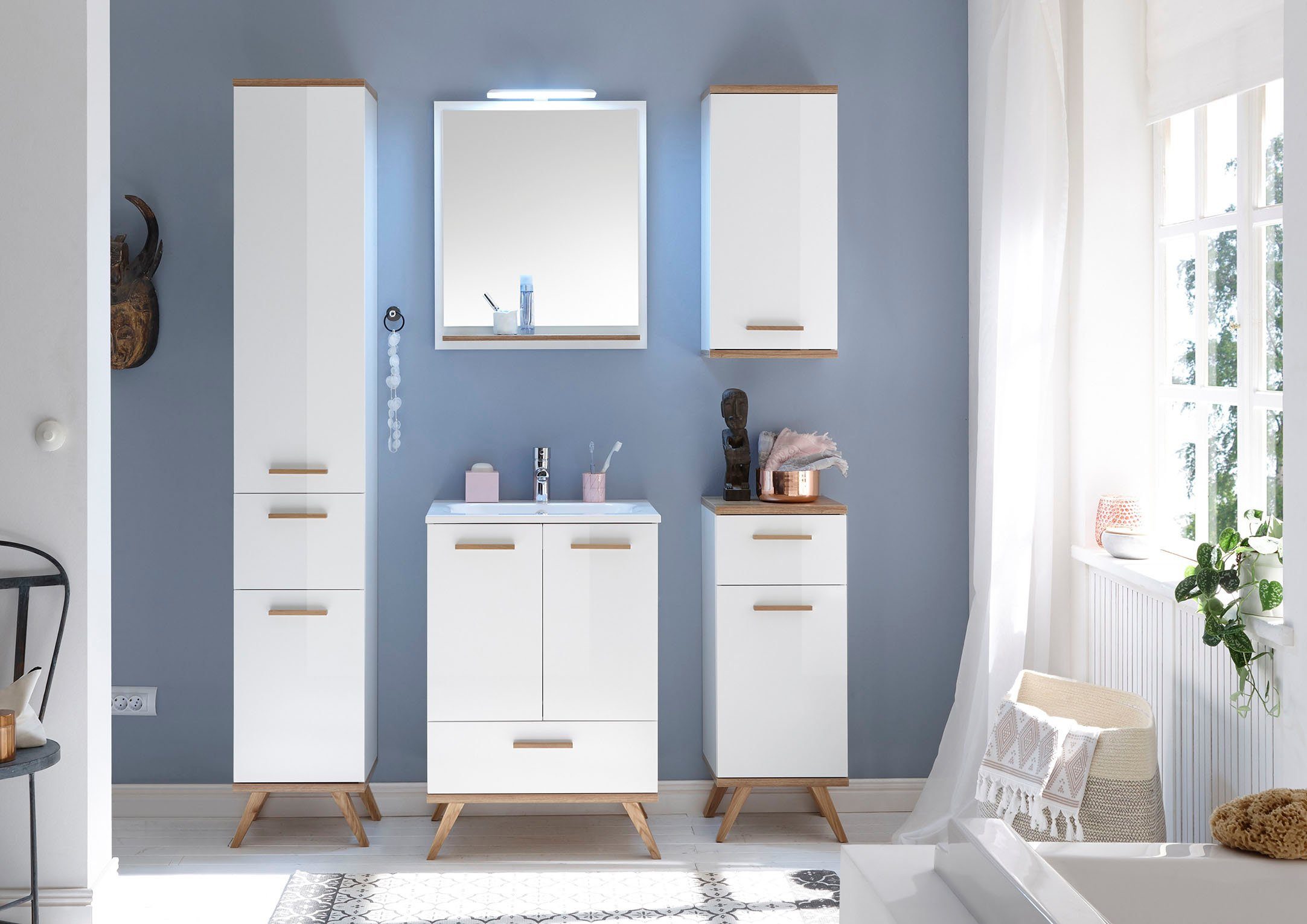 Saphir Wastafelonderkast Quickset mineralenmarmer wastafel met onderkast, 61 cm breed