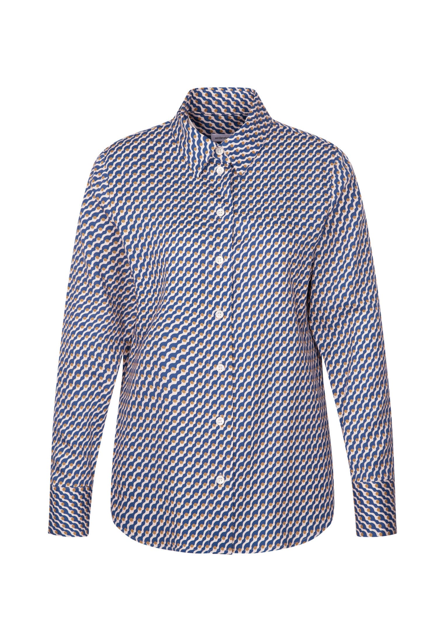 seidensticker Overhemdblouse Zwarte roos Lange mouwen kraag print