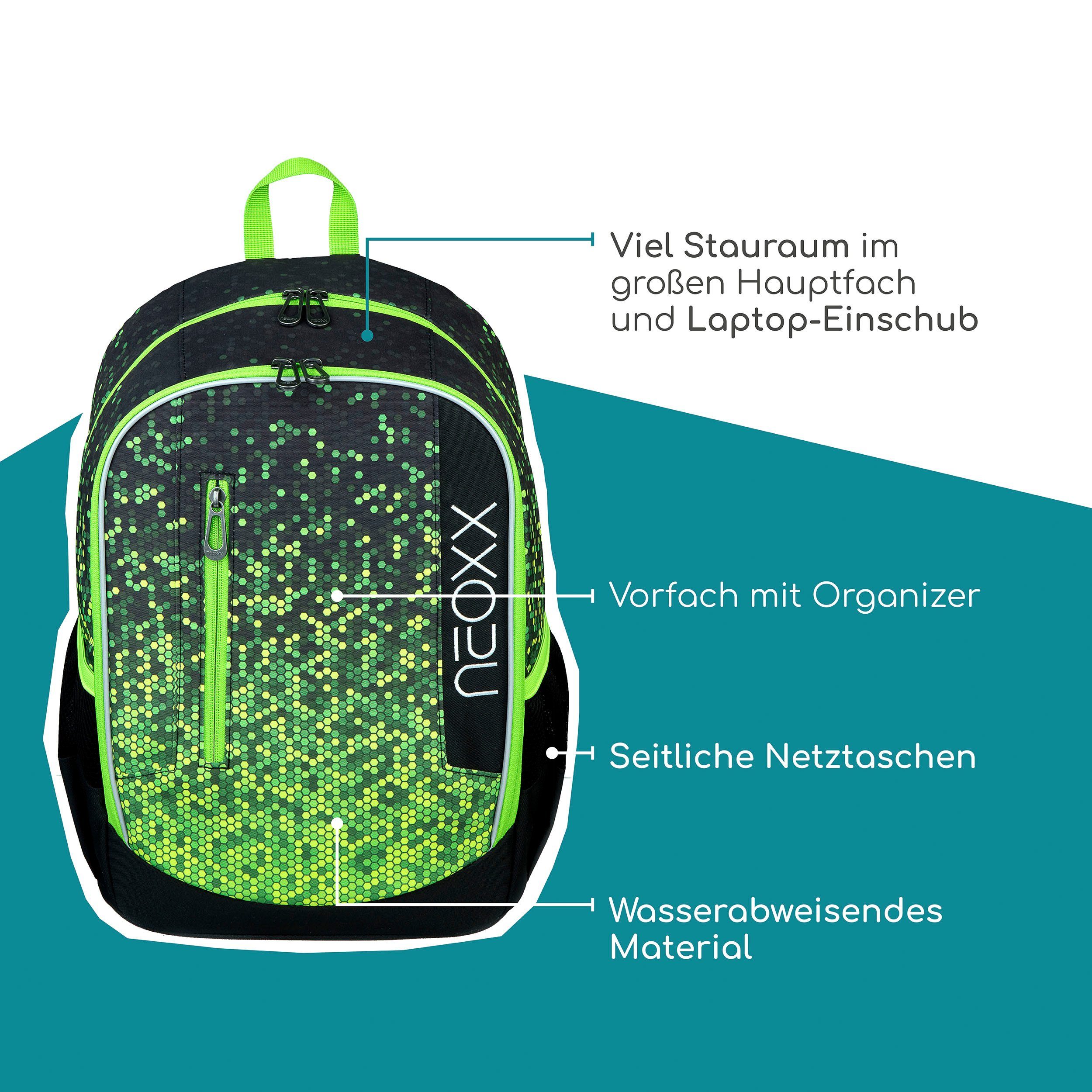 neoxx Schoolrugzak Flow, Pixel in my mind gedeeltelijk van gerecycled materiaal