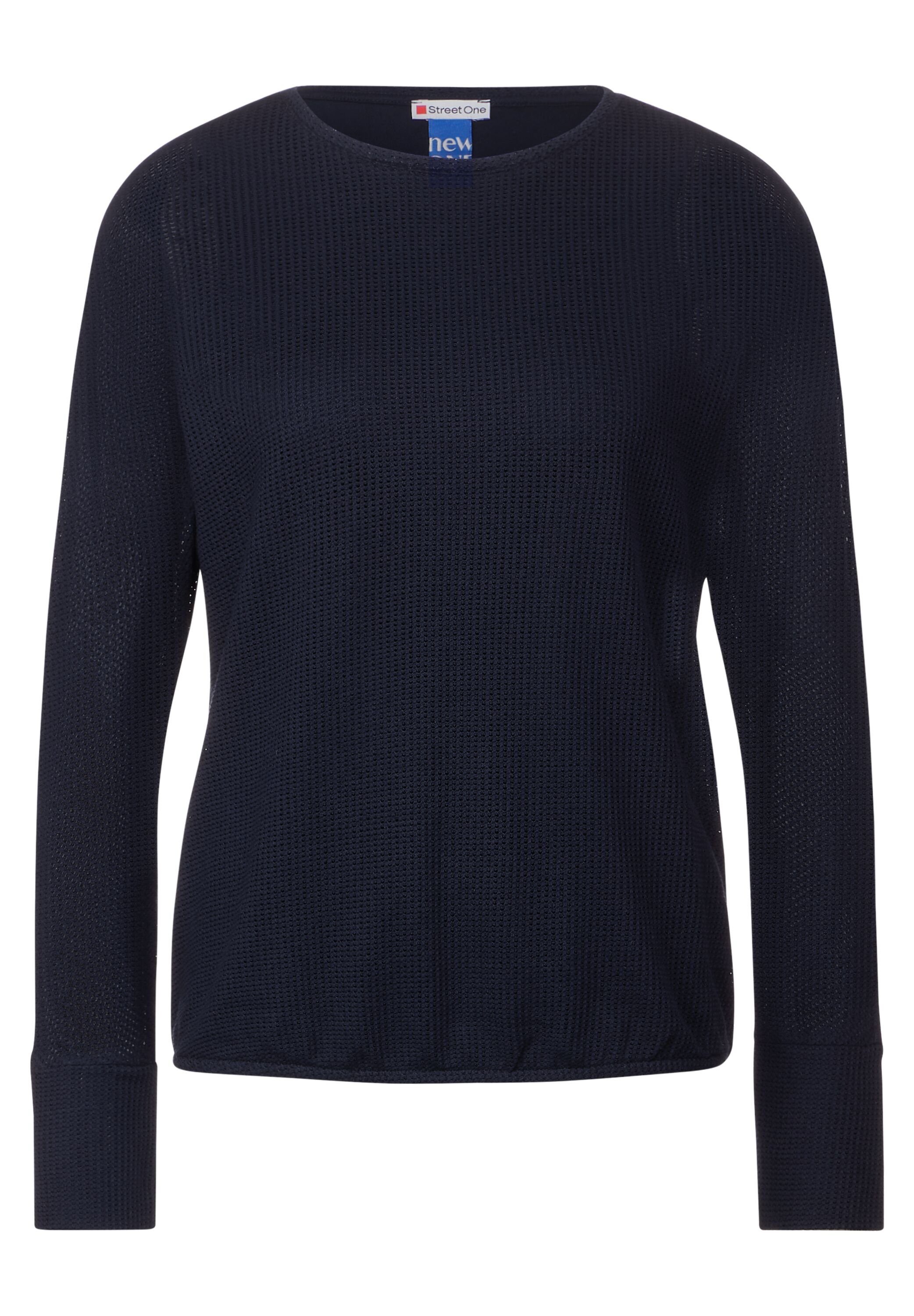 STREET ONE Shirt met lange mouwen met perforatiemotief