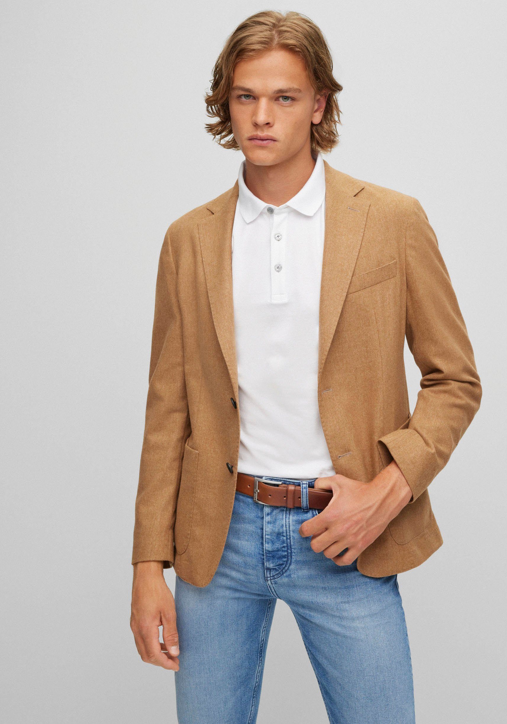 Boss Leren riem met vierkante sluiting en gegraveerd logo