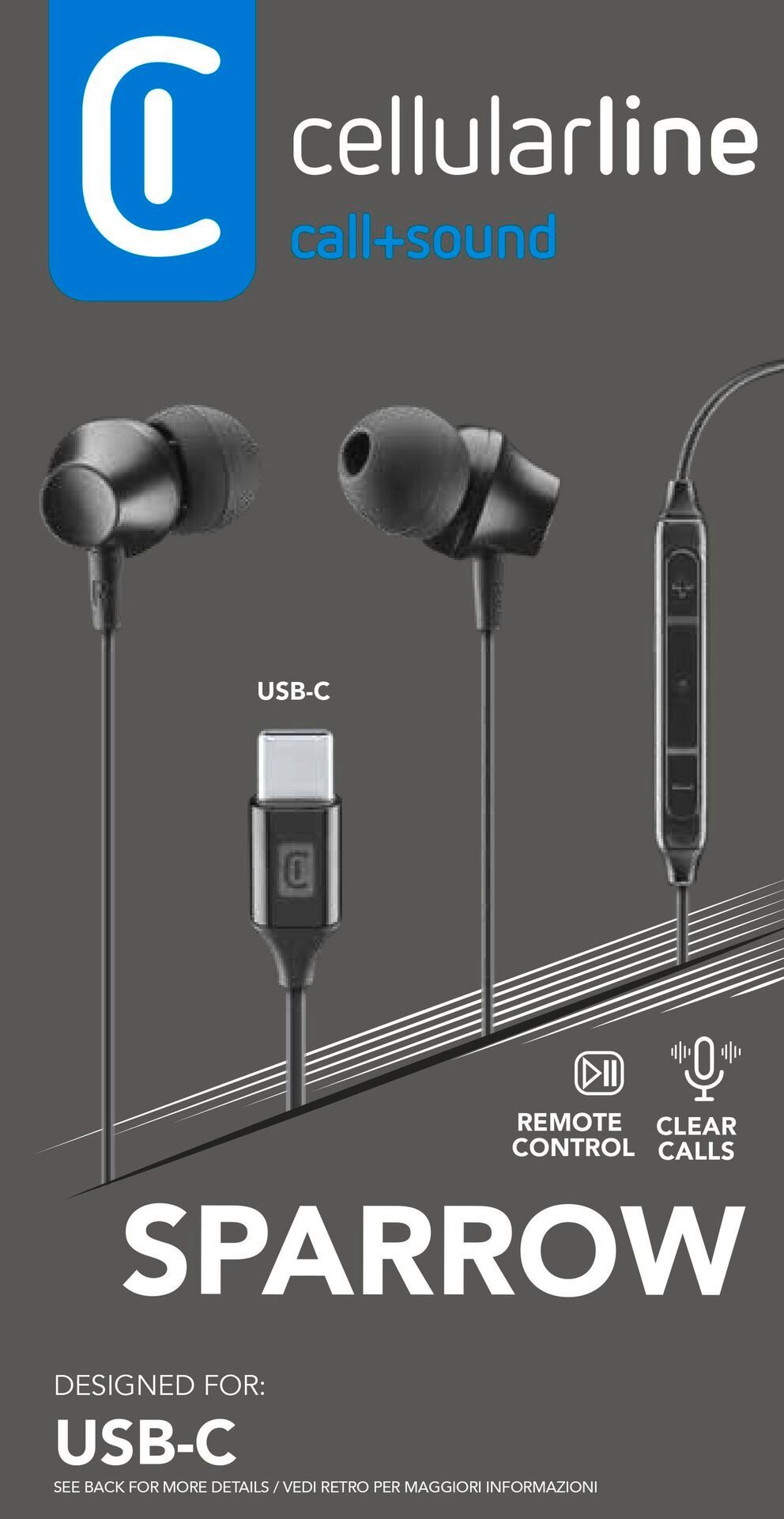 Cellularline In-ear koptelefoon USB-C In Ear hoofdtelefoon met microfoon