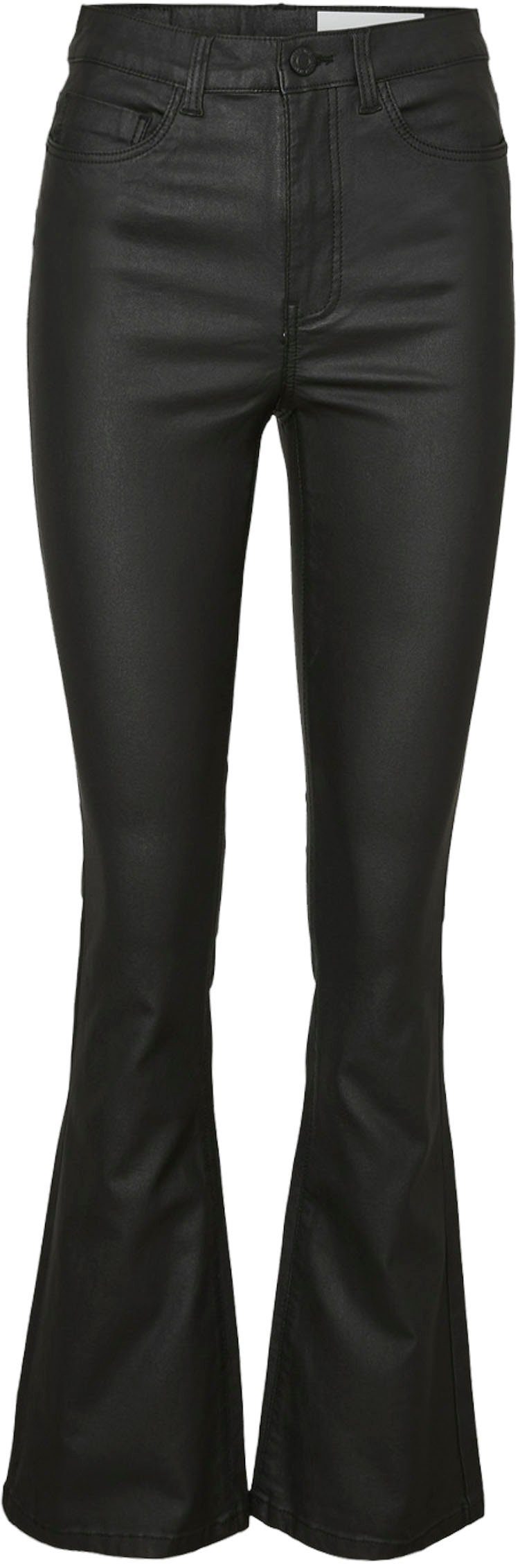 Noisy may Imitatieleren broek NMSALLIE HW FLARE COATED PANTS NOOS