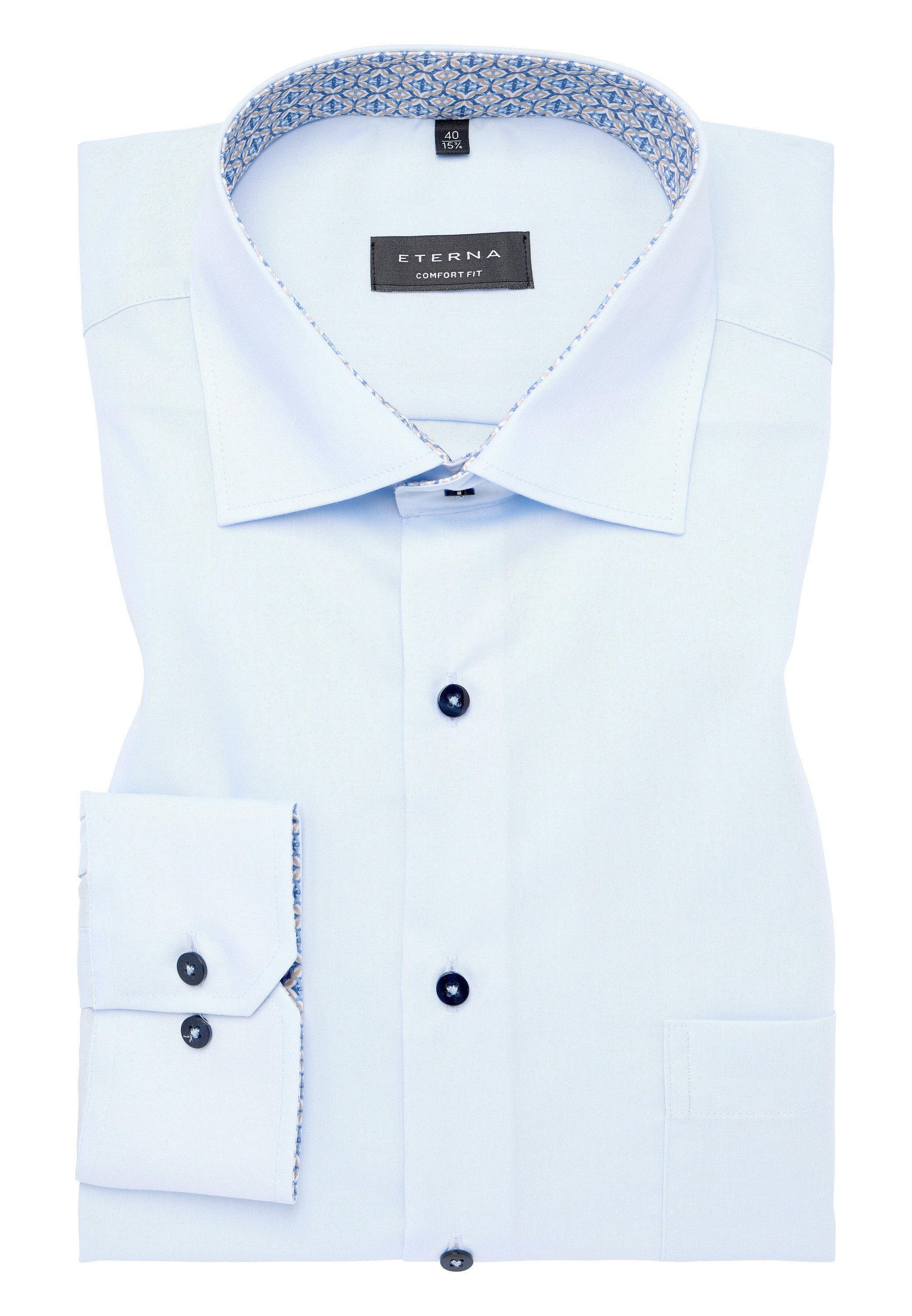 Eterna Overhemd met lange mouwen Comfort fit NON IRON (strijkvrij)
