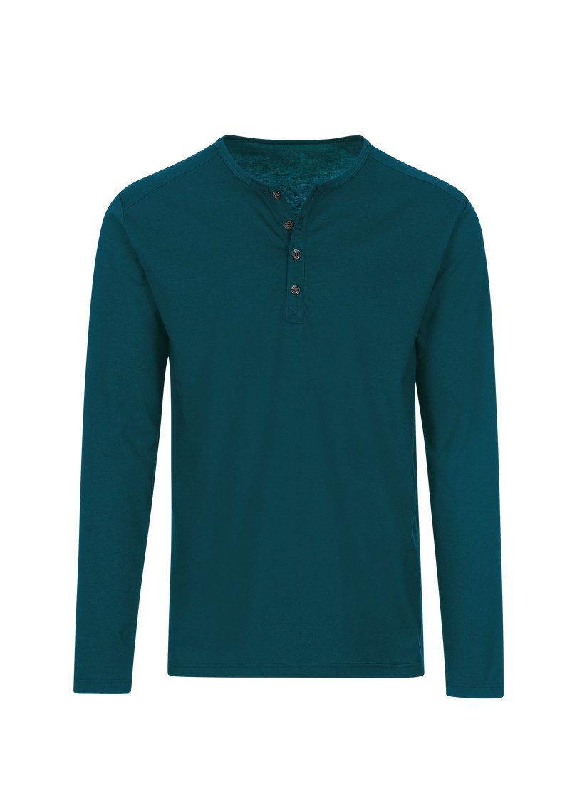 Trigema Longsleeve TRIGEMA shirt met lange mouwen en knoopsluiting (1-delig) heren t-shirts maat XXXL groen