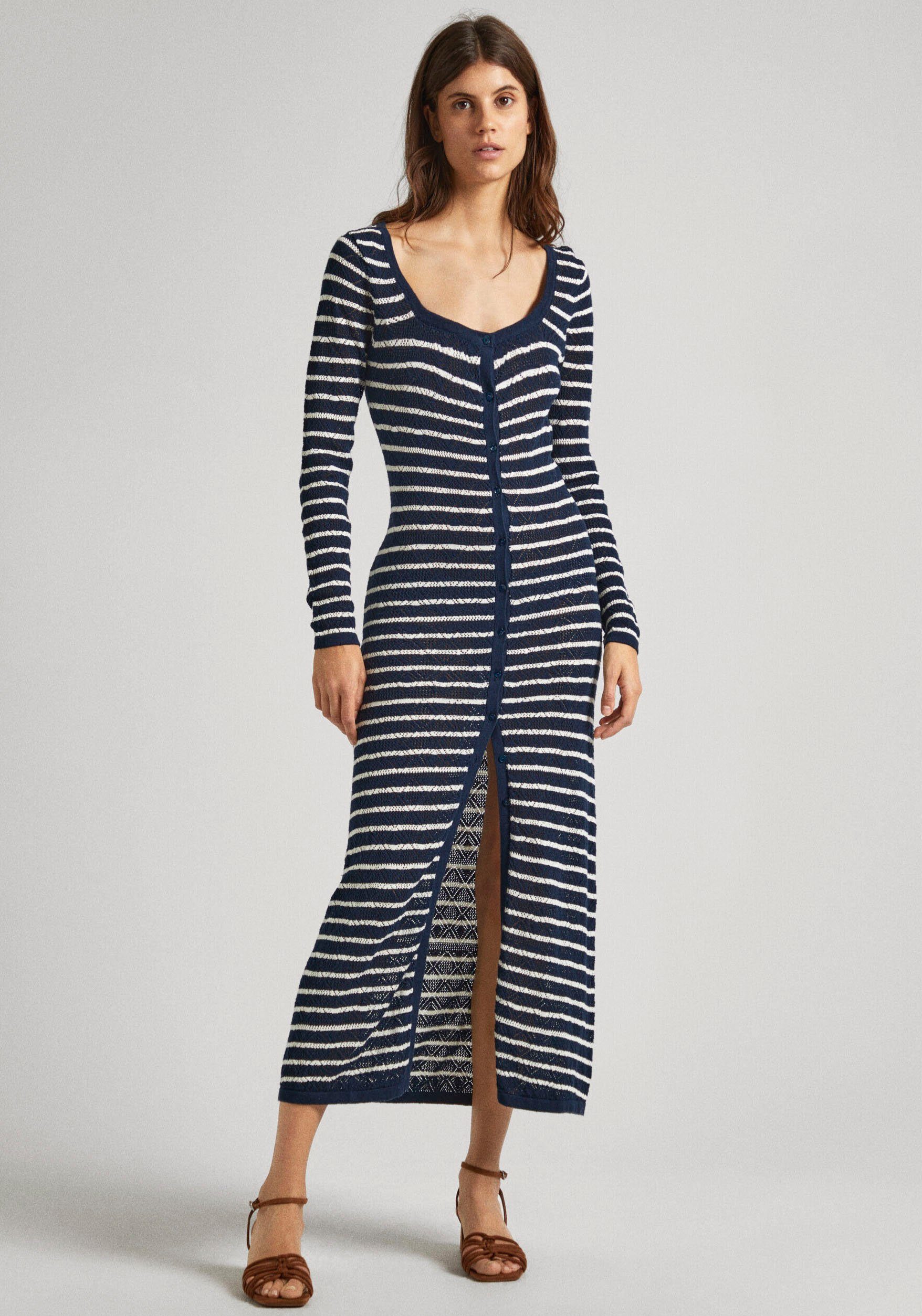 Pepe Jeans Maxi-jurk FRANCES DRESS van katoenbrei met linnen