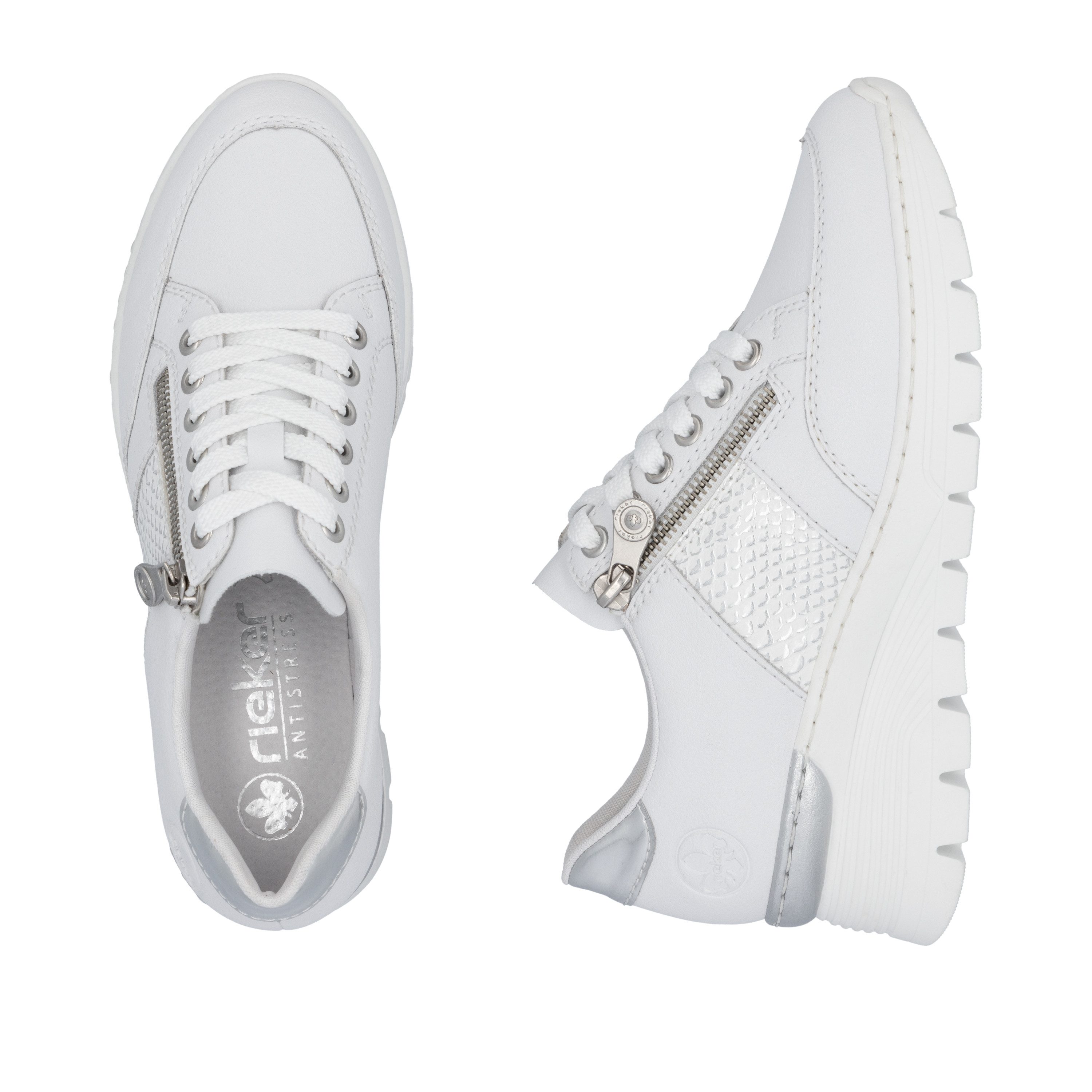 Rieker Sneakers met sleehak , lage schoen, vrijetijdsschoen, veterschoen, sneaker met rits