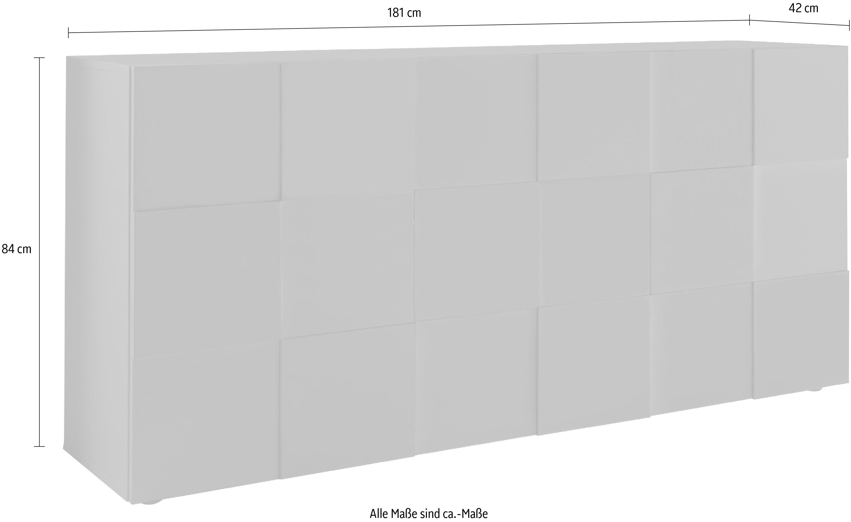 INOSIGN Dressoir Dama Breedte 181, Commode 3 deuren, Dressoir Front in 3D-uiterlijk, veel opbergruimte, verschillende kleuren
