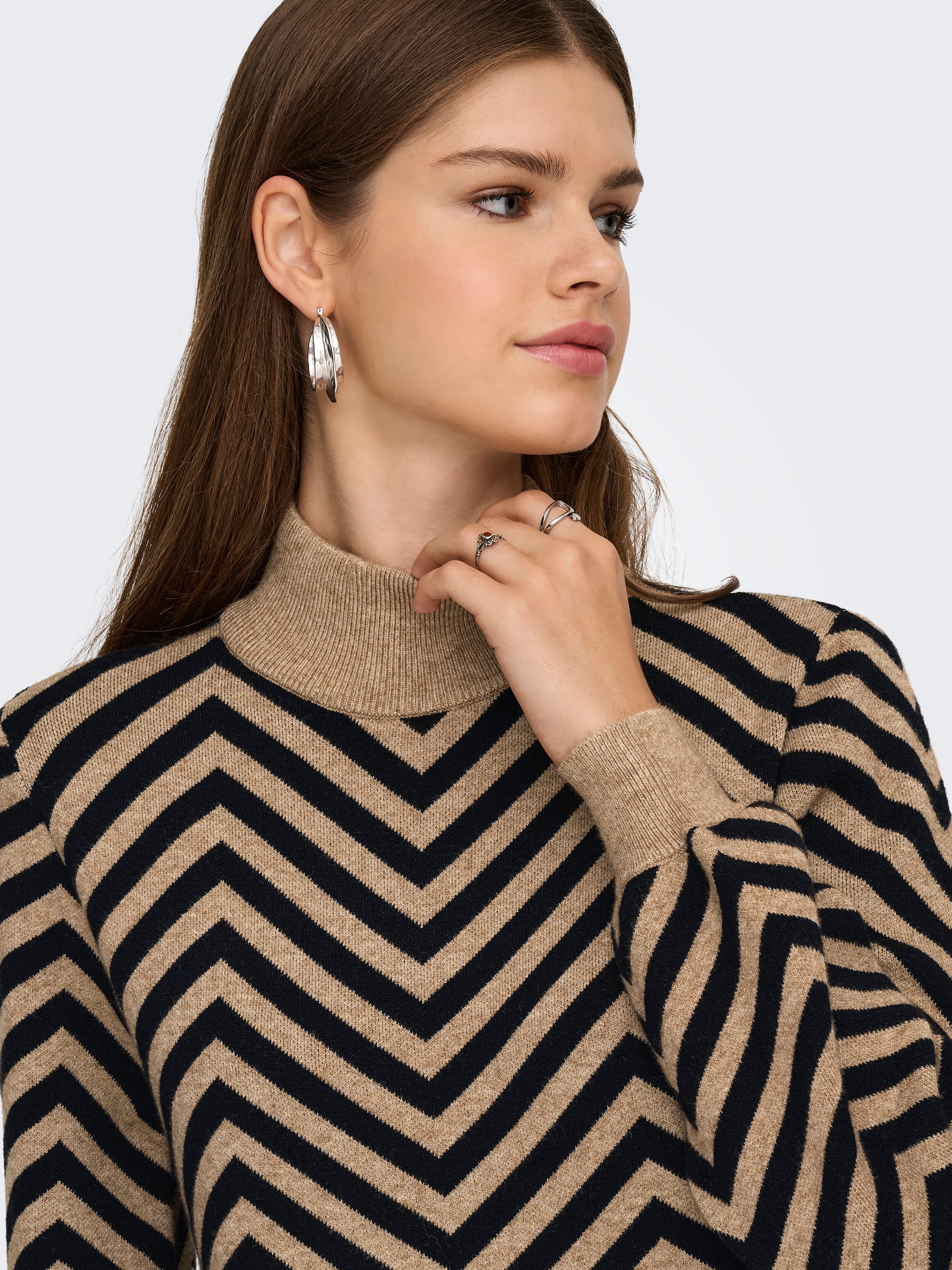 Only Gebreide jurk ONLJULIA LS HIGHNECK PATTERN DRESS KNT