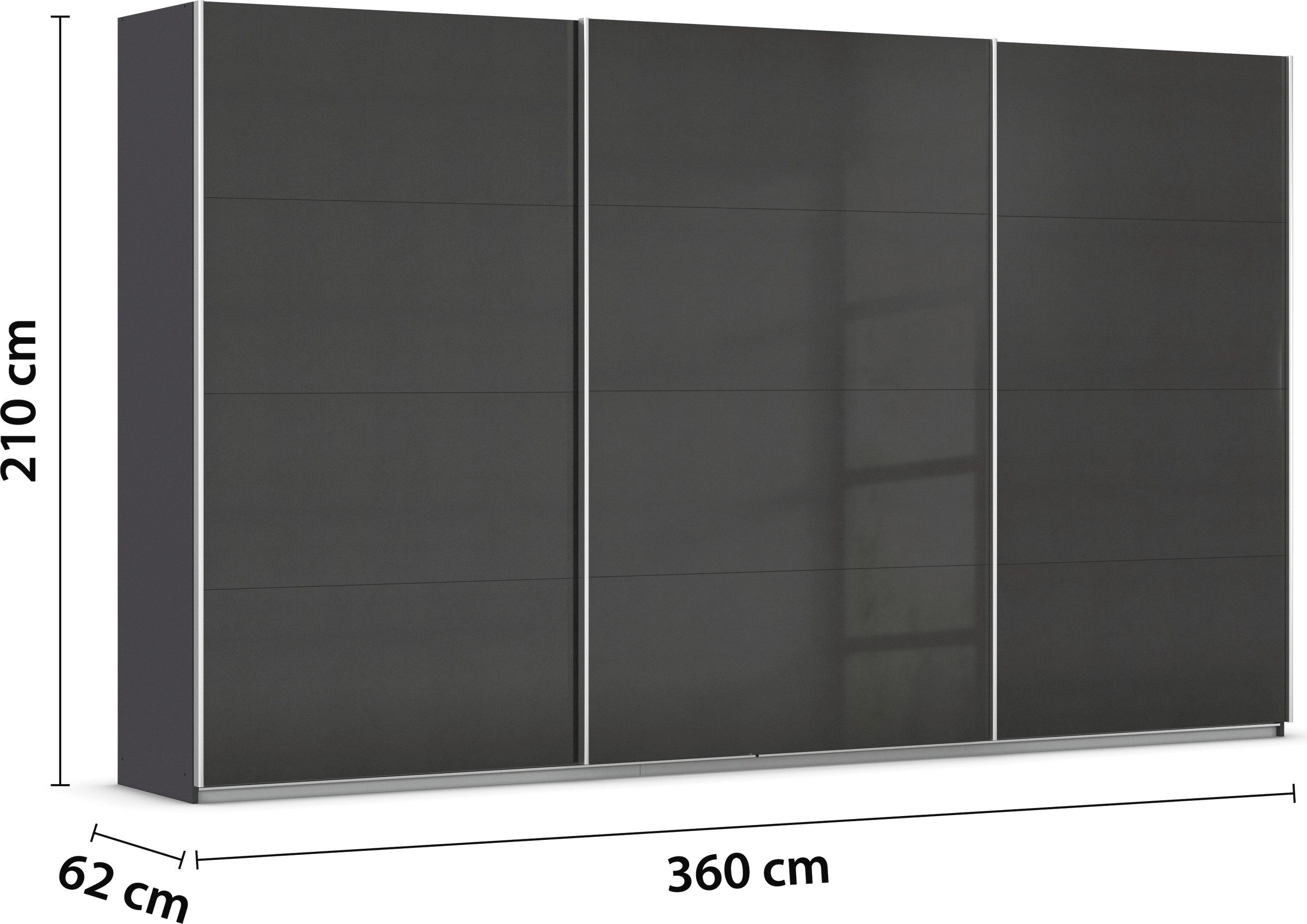 rauch Schuifdeurkast Kledingkast kast garderobe AGORDO met decor- of hoogglansfront doordachte binnenuitrusting, in 4 breedtes en 2 hoogtes made in germany