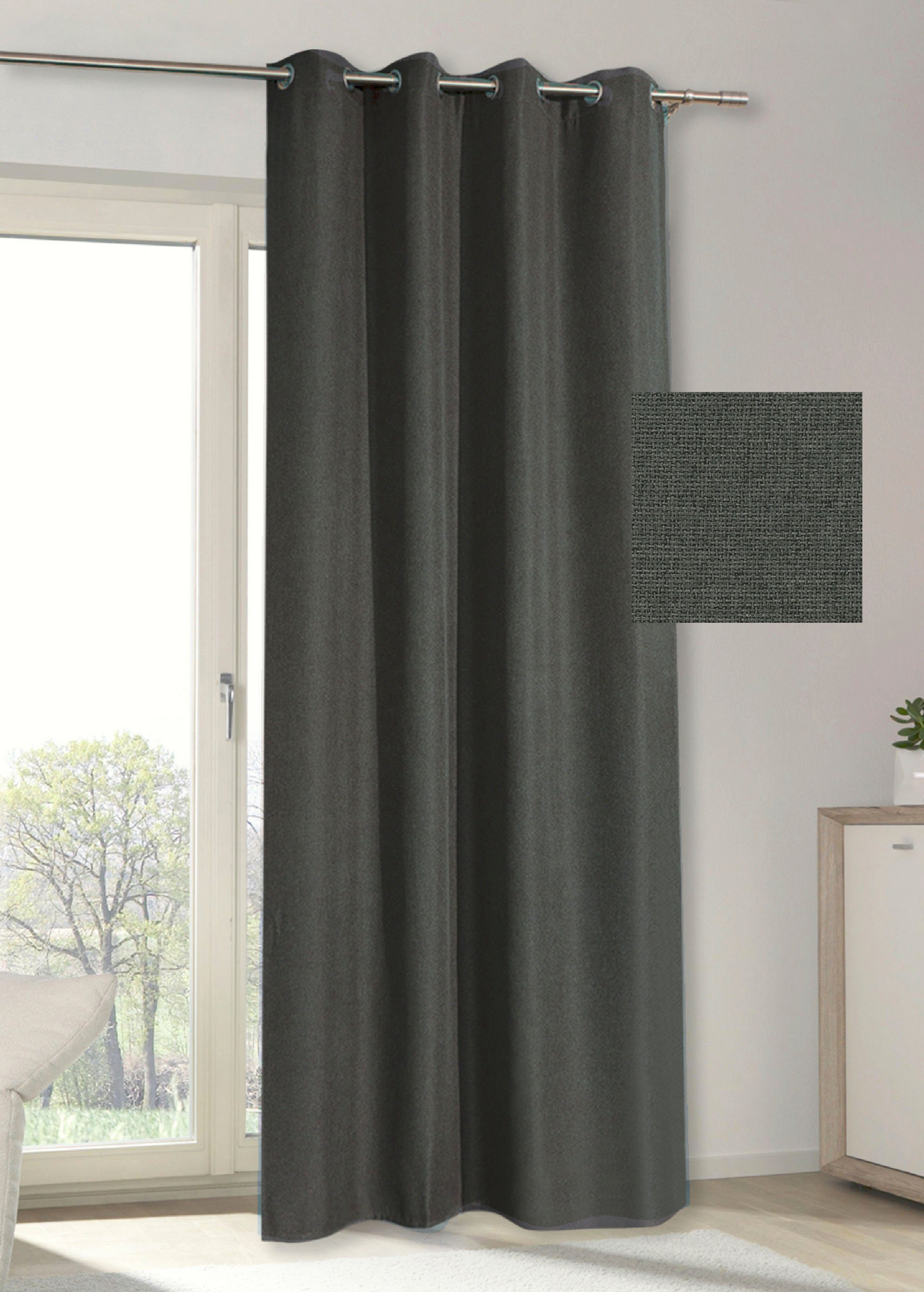my home Gordijn Milaan ondoorzichtig, verschillende kleuren, 140 x 235, zicht- en lichtbescherming(1 stuk) kant & klaar gordijnen grijs
