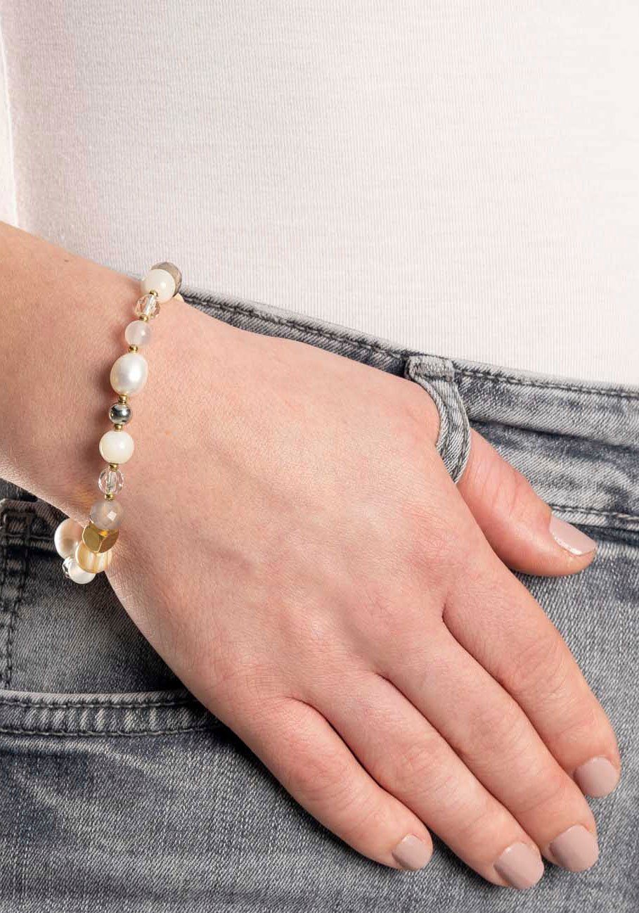 LEONARDO Armband Bicolor Hope, 022633 met agaat - met glazen kraal, zoetwatergekweekte parel