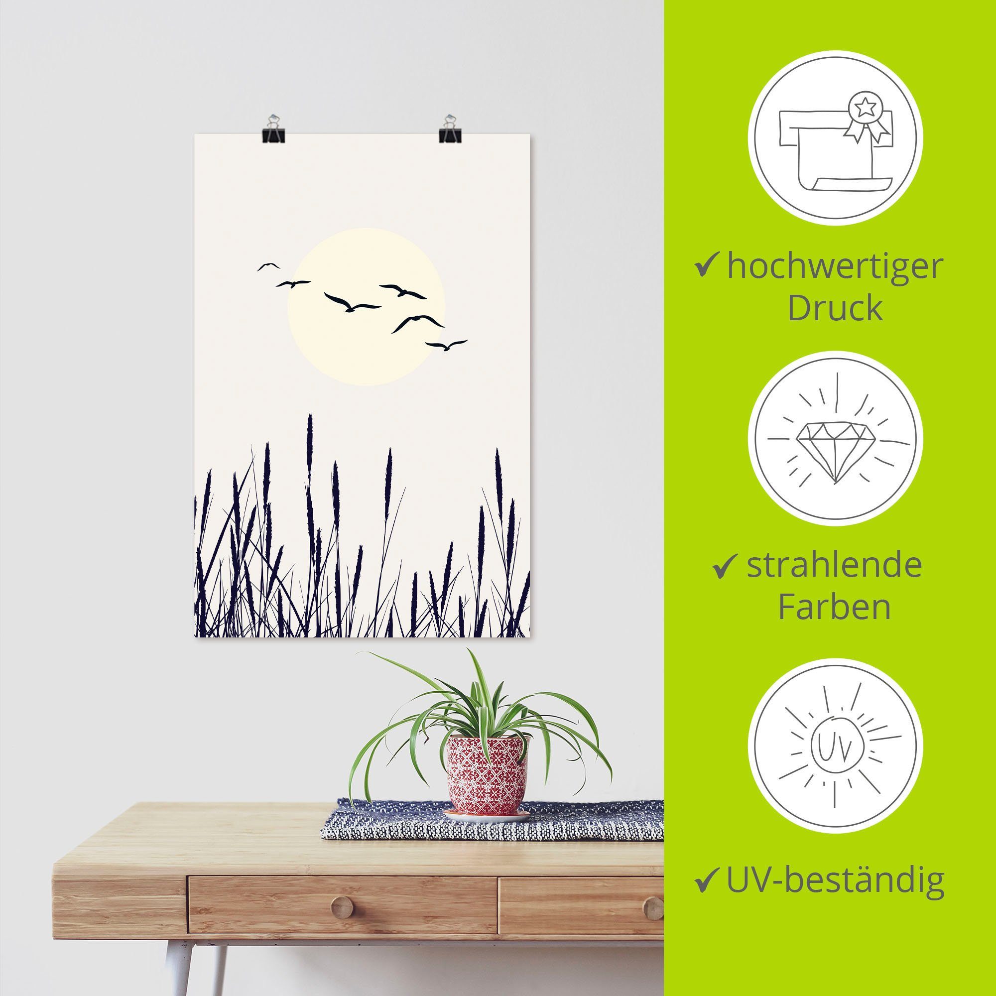 Artland Artprint Schaduw van de zon als artprint van aluminium, artprint op linnen, muursticker of poster in verschillende maten