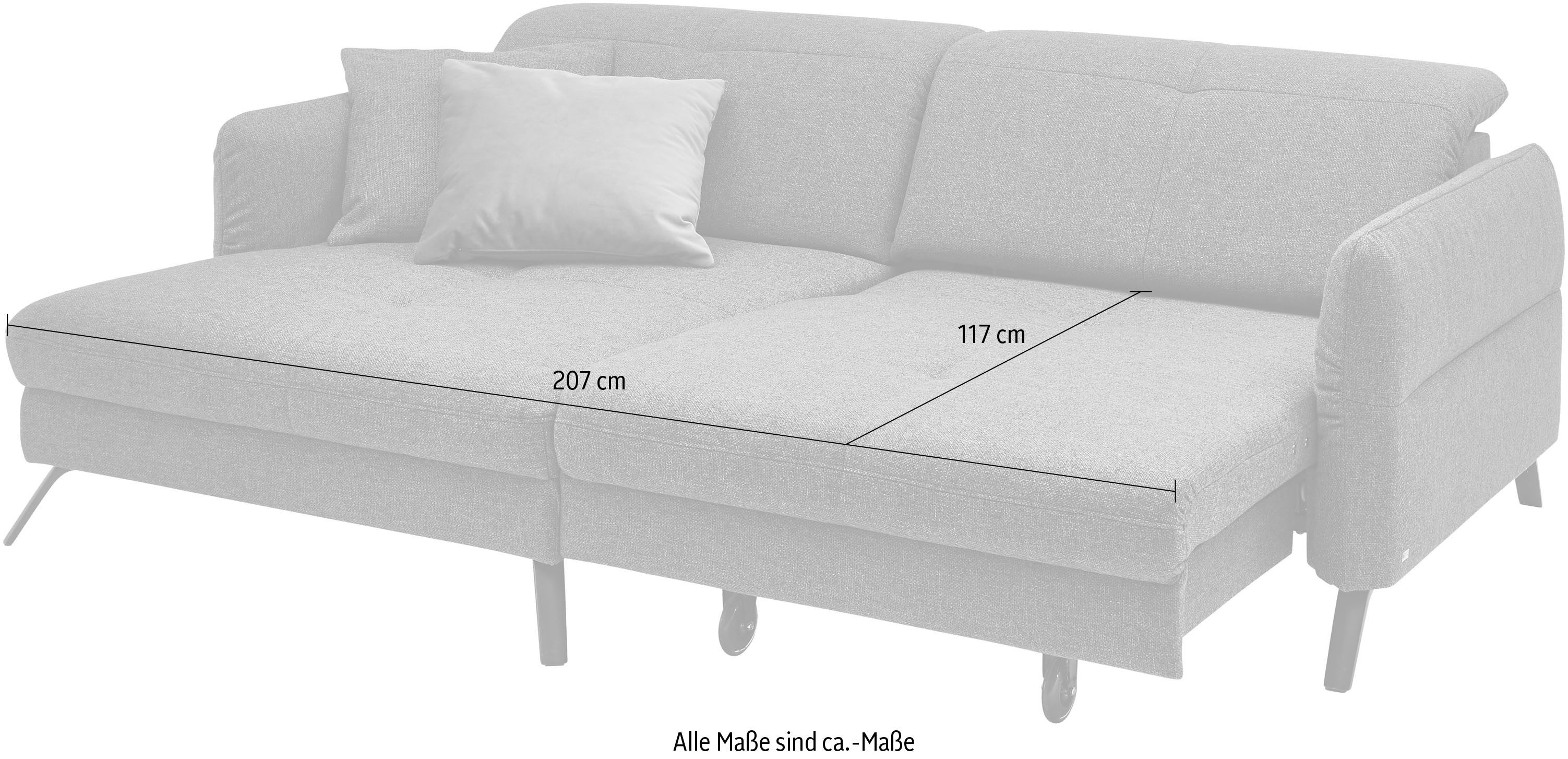 set one by Musterring Hoekbank SO 4400 V optioneel met motorische bedfunctie & hoofdverstelling, voet zwart