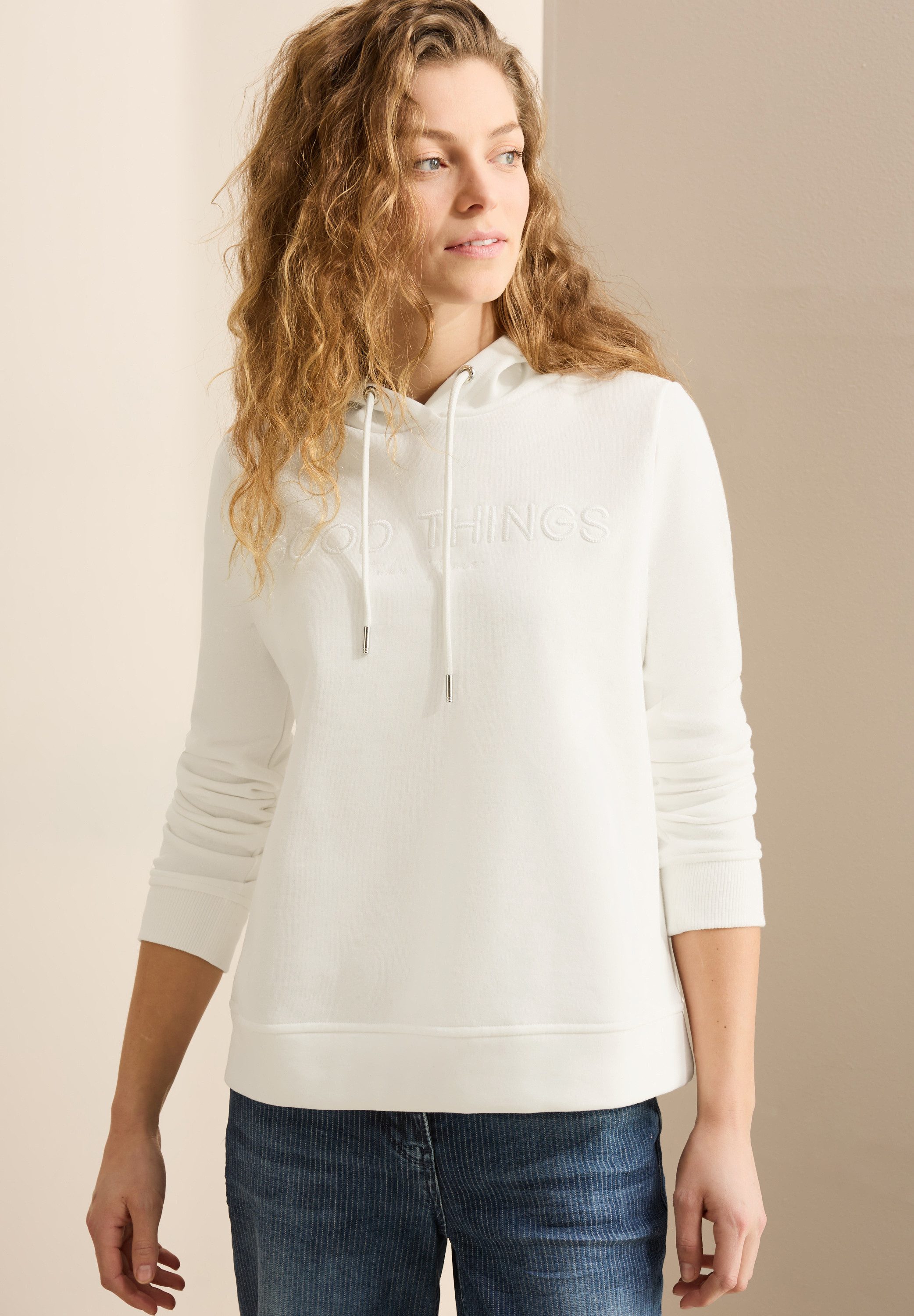 Cecil Hoodie met artwork dames truien met capuchon maat S (38) wit