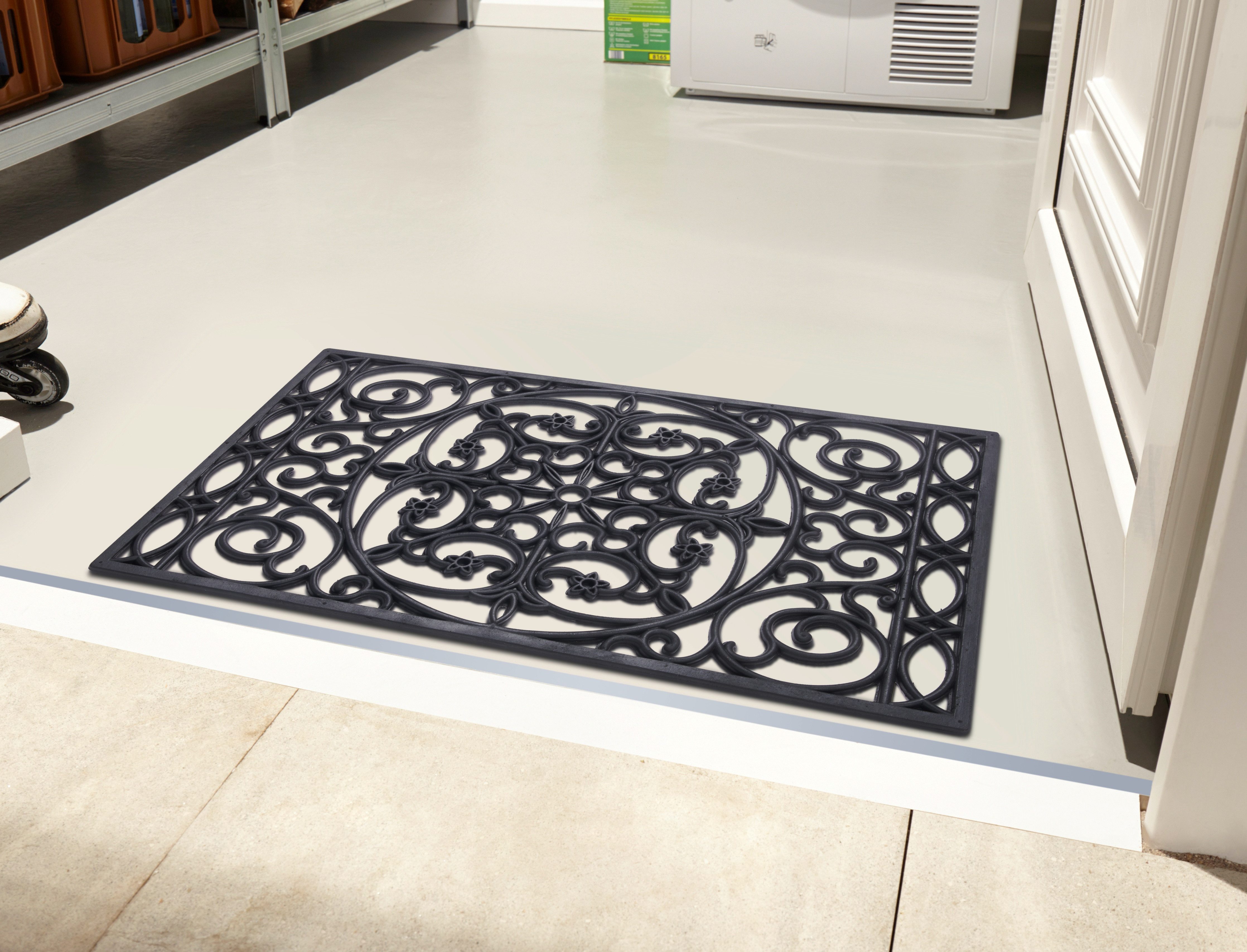 HANSE Home Mat Mix Mats gietijzer-look rubber trellis, deurmat Slijtvast, onderhoudsvriendelijk, robuust, weerbestendig, UV-bestendig