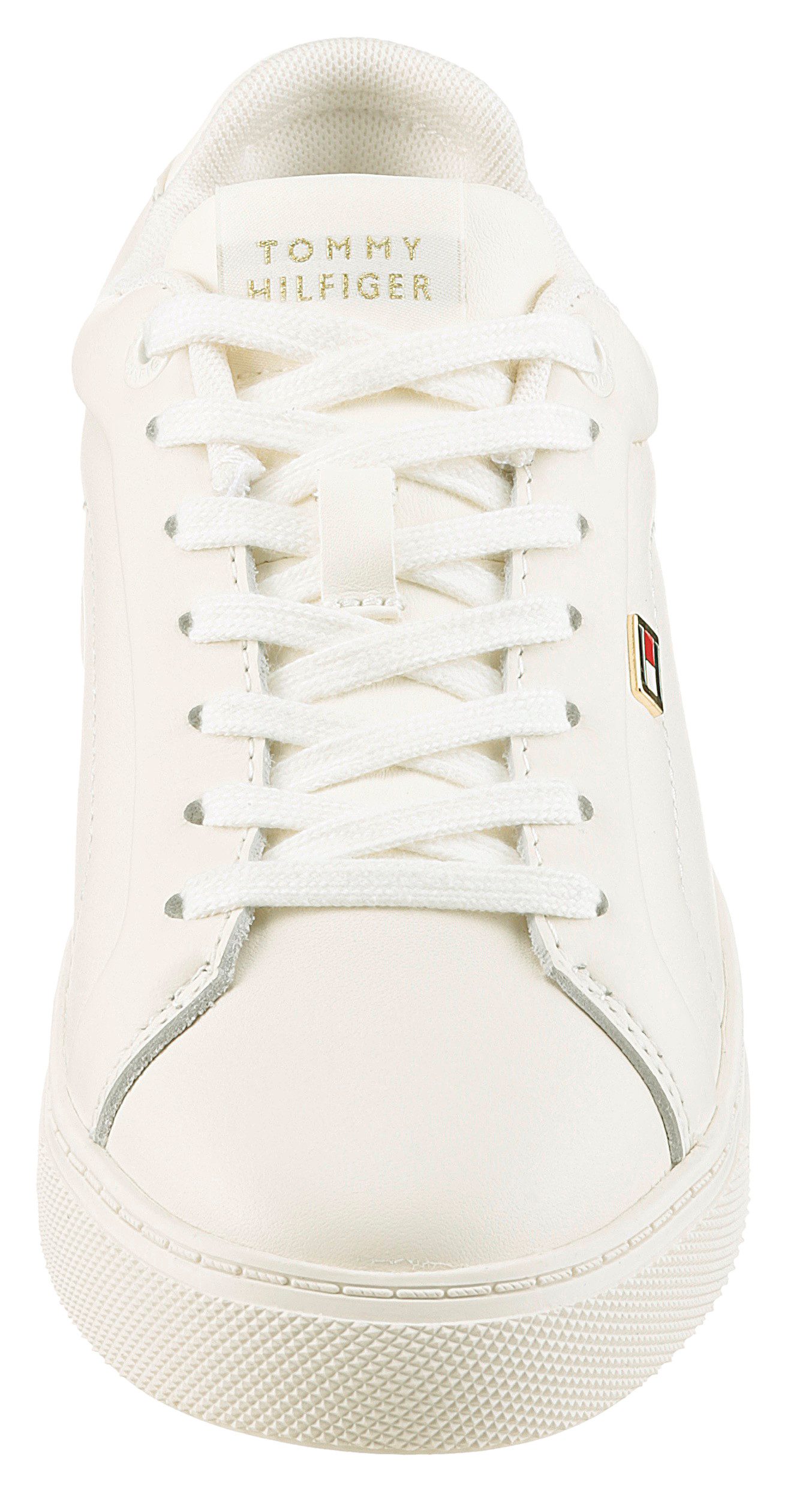 Tommy Hilfiger Plateausneakers WOMENS ICON COURT SNEAKER FLAG vrijetijdsschoen, veterschoen, lage schoen met gevoerde schacht