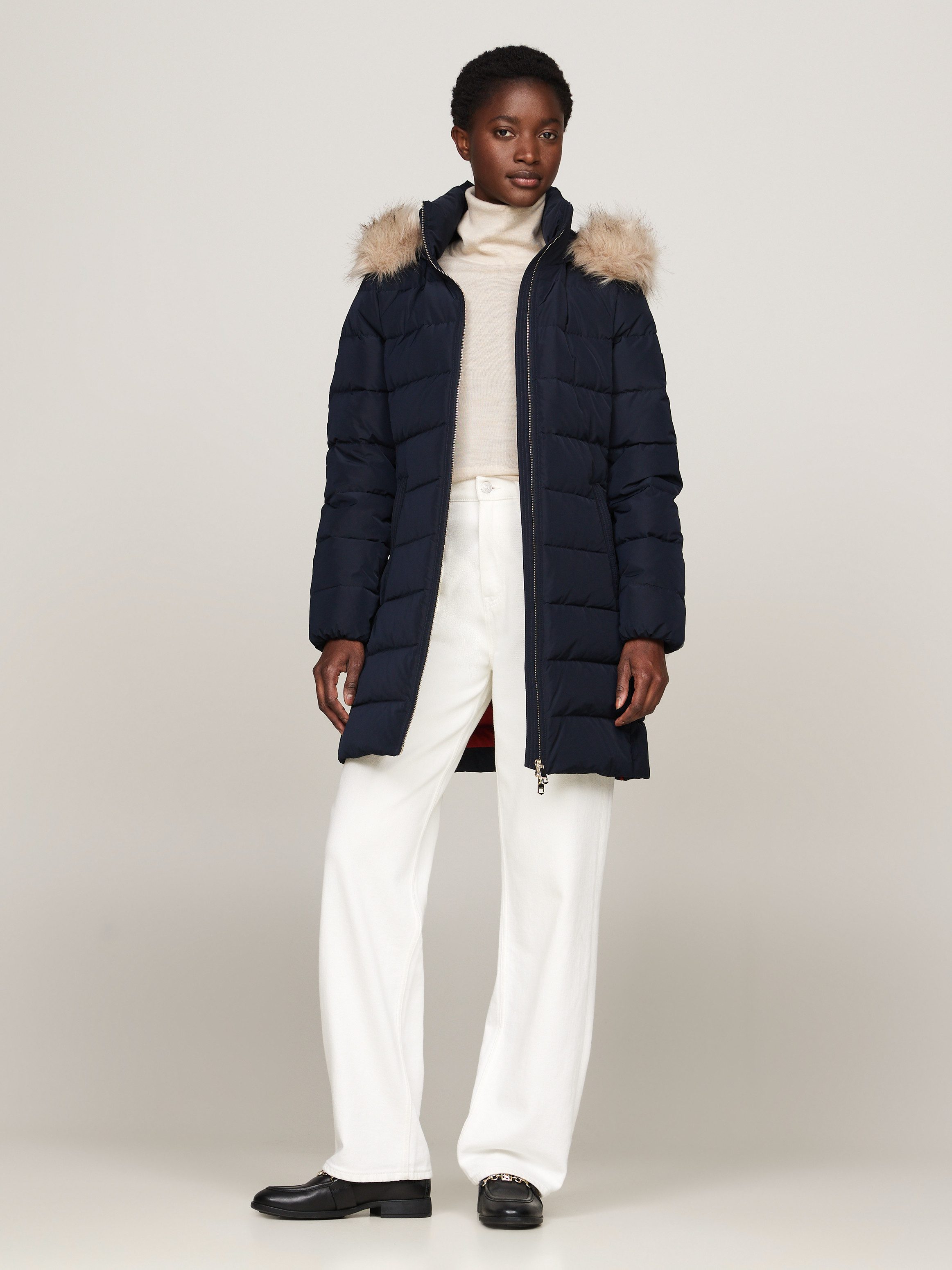 Tommy Hilfiger Gewatteerde jas HERITAGE DOWN TYRA COAT WITH FUR