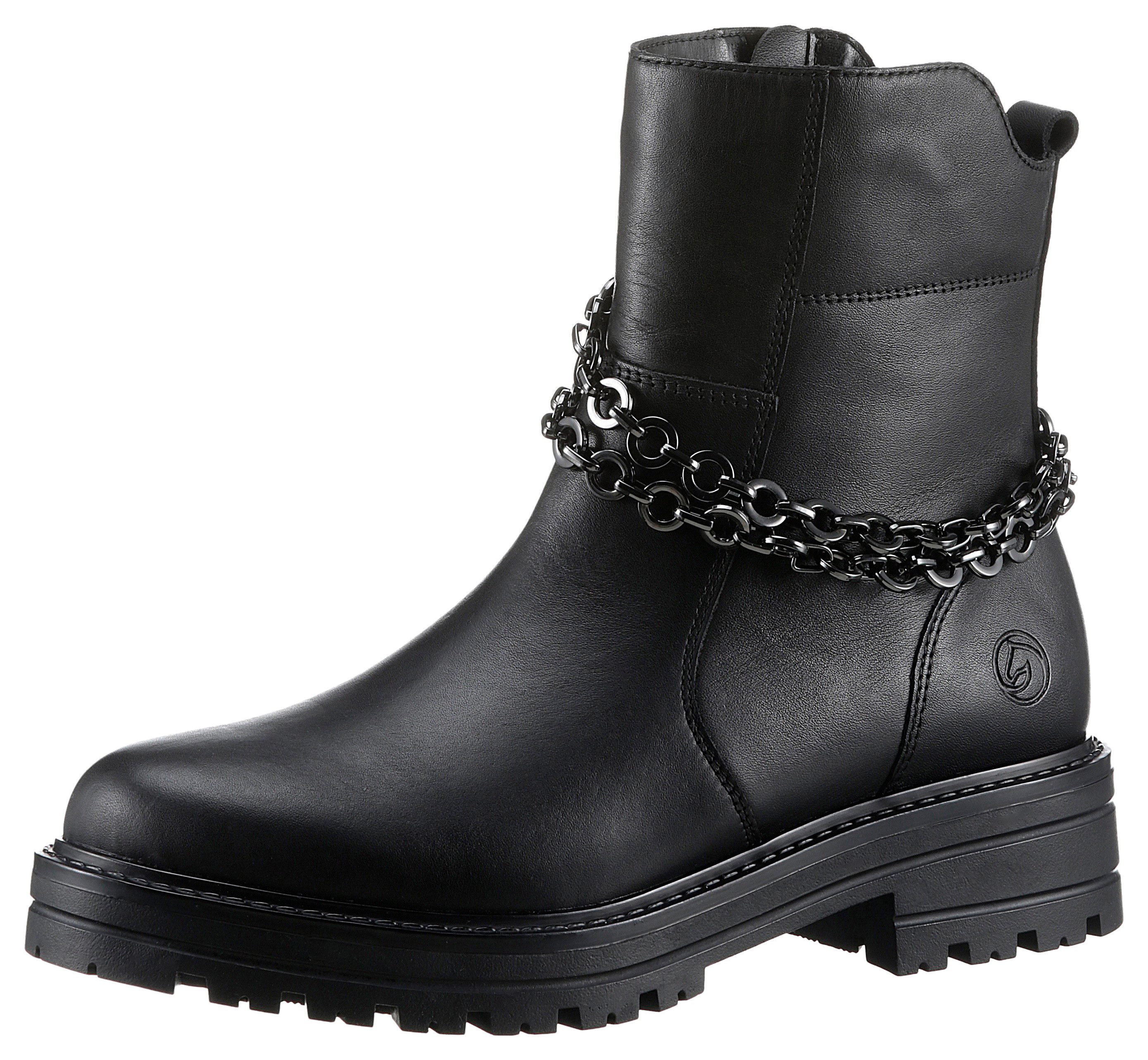 Remonte Laarsjes Elisabeth Hurley-Collection blokhak, bikerboots, chunky boots met binnenrits dames laarsjes maat 41 EU zwart