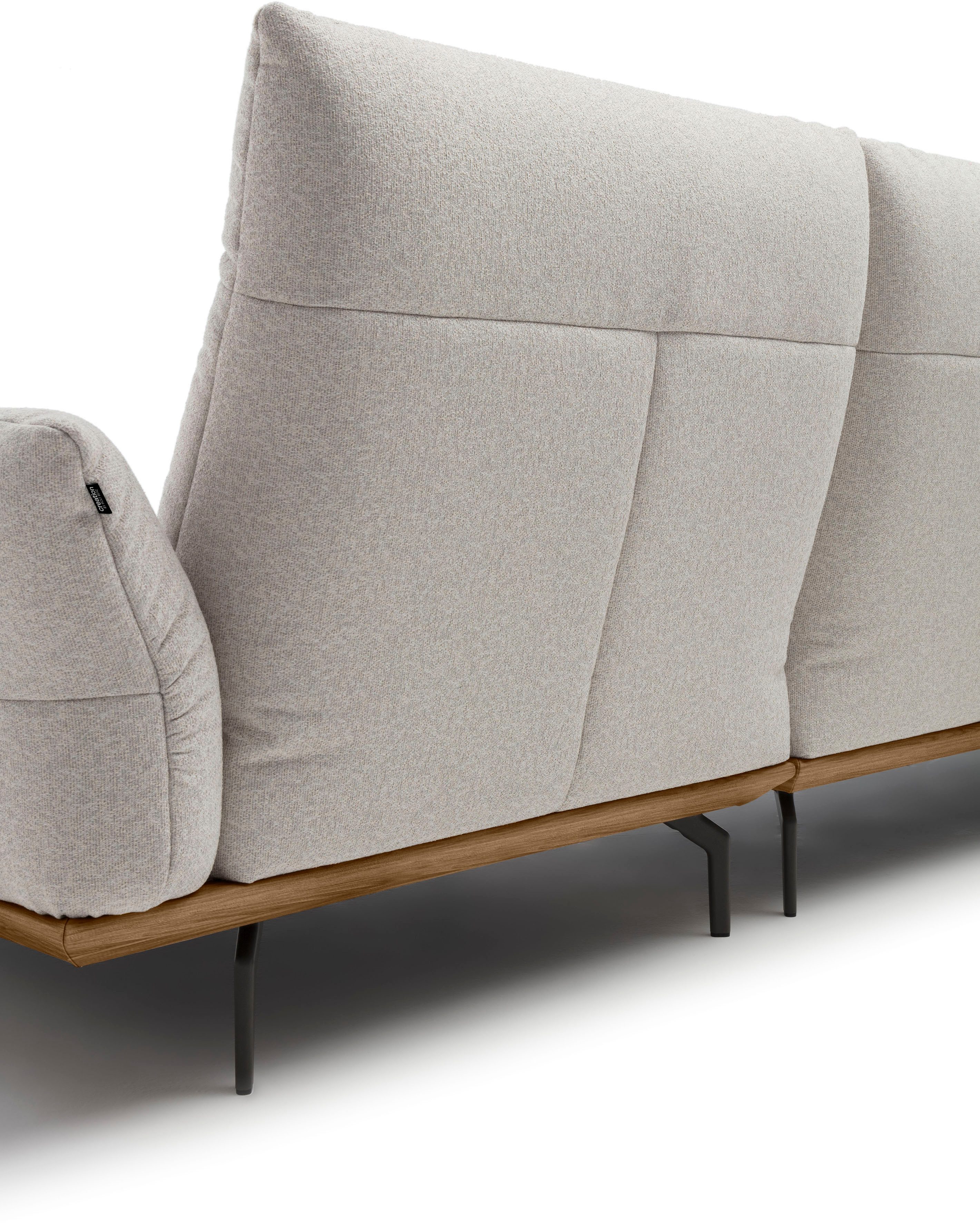 Creation BY ROLF BENZ Hoekbank CR.460 Sokkel in walnotenhout, onderstel in umbra grijs, breedte 338 cm