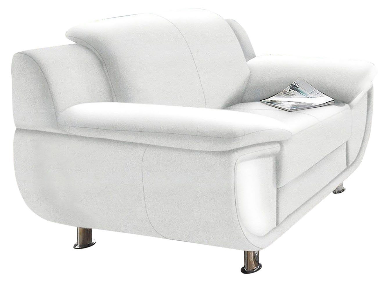 TRENDMANUFAKTUR Fauteuil Rondo, breedte 121 cm, brede armleuningen, chromen poten