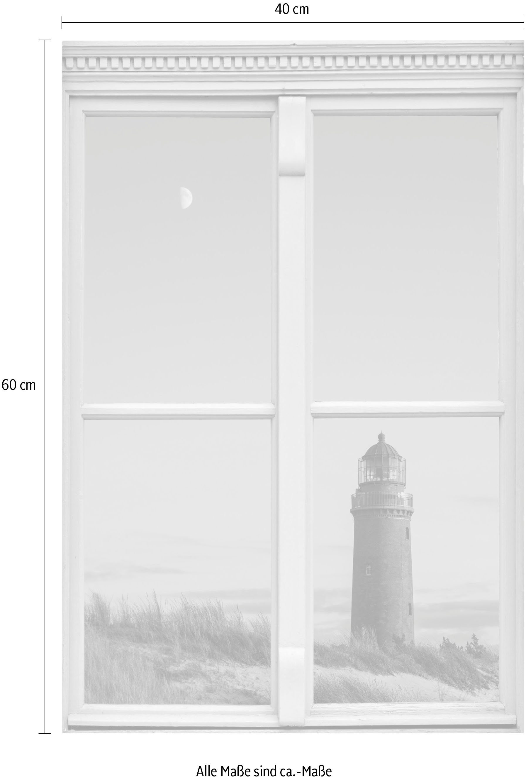 queence Wandfolie Vuurtoren Muursticker, muurdecoratie, zelfklevend, 3D, raam