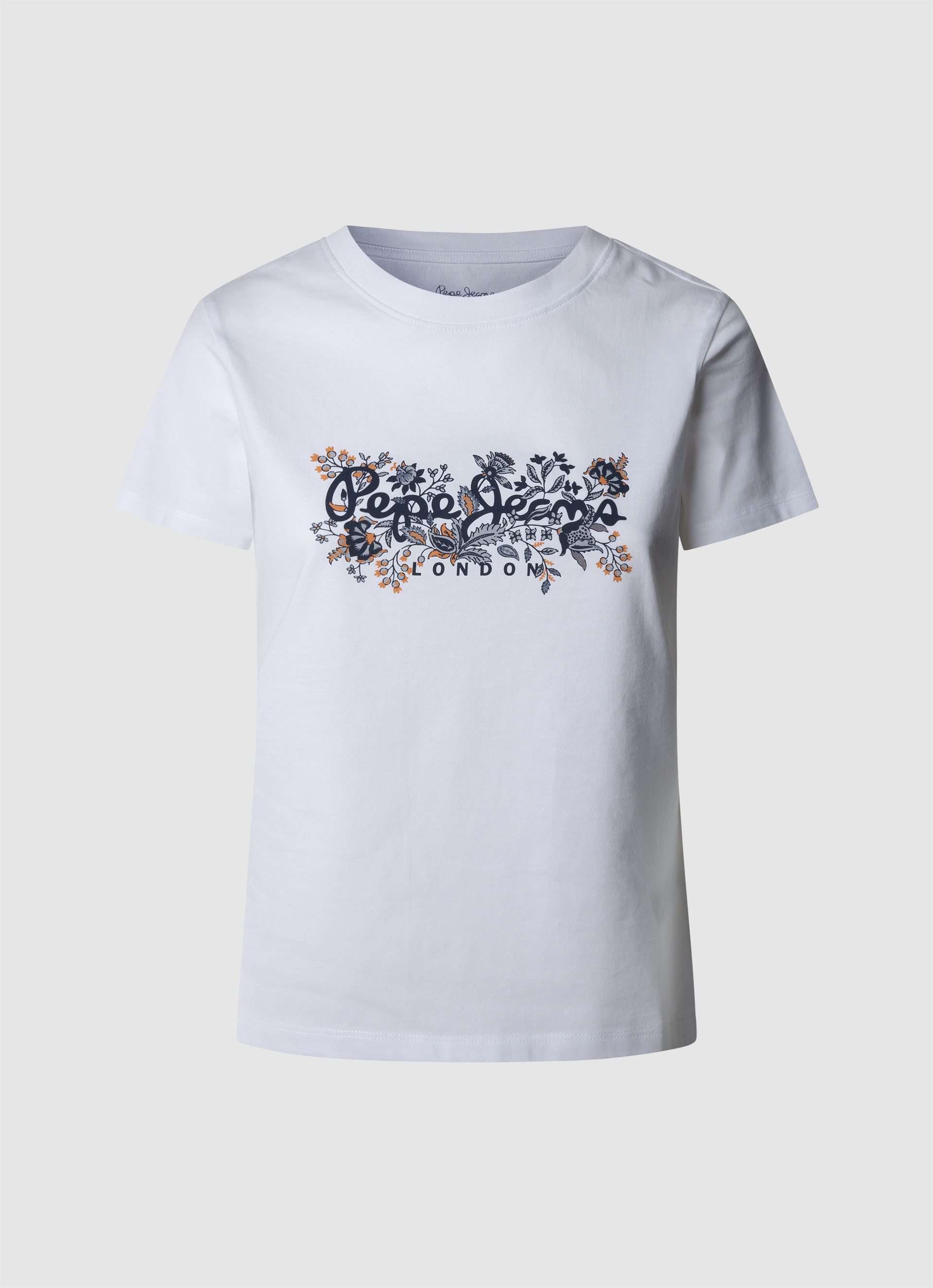 Pepe Jeans T-shirt Rosalind met bloemprint vooraan dames t-shirts maat XS wit