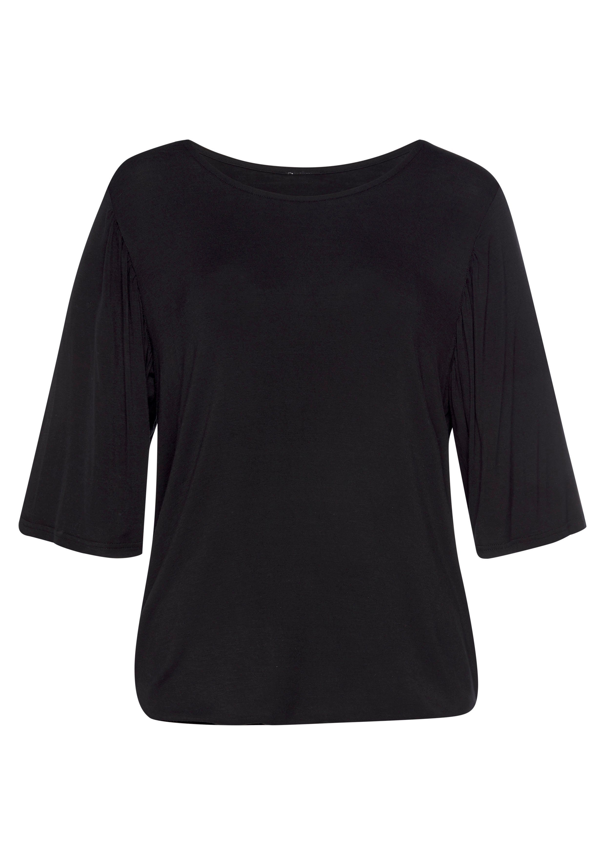 Vivance Shirt met ronde hals Met fijne plooi aan de mouwen (Set van 2)
