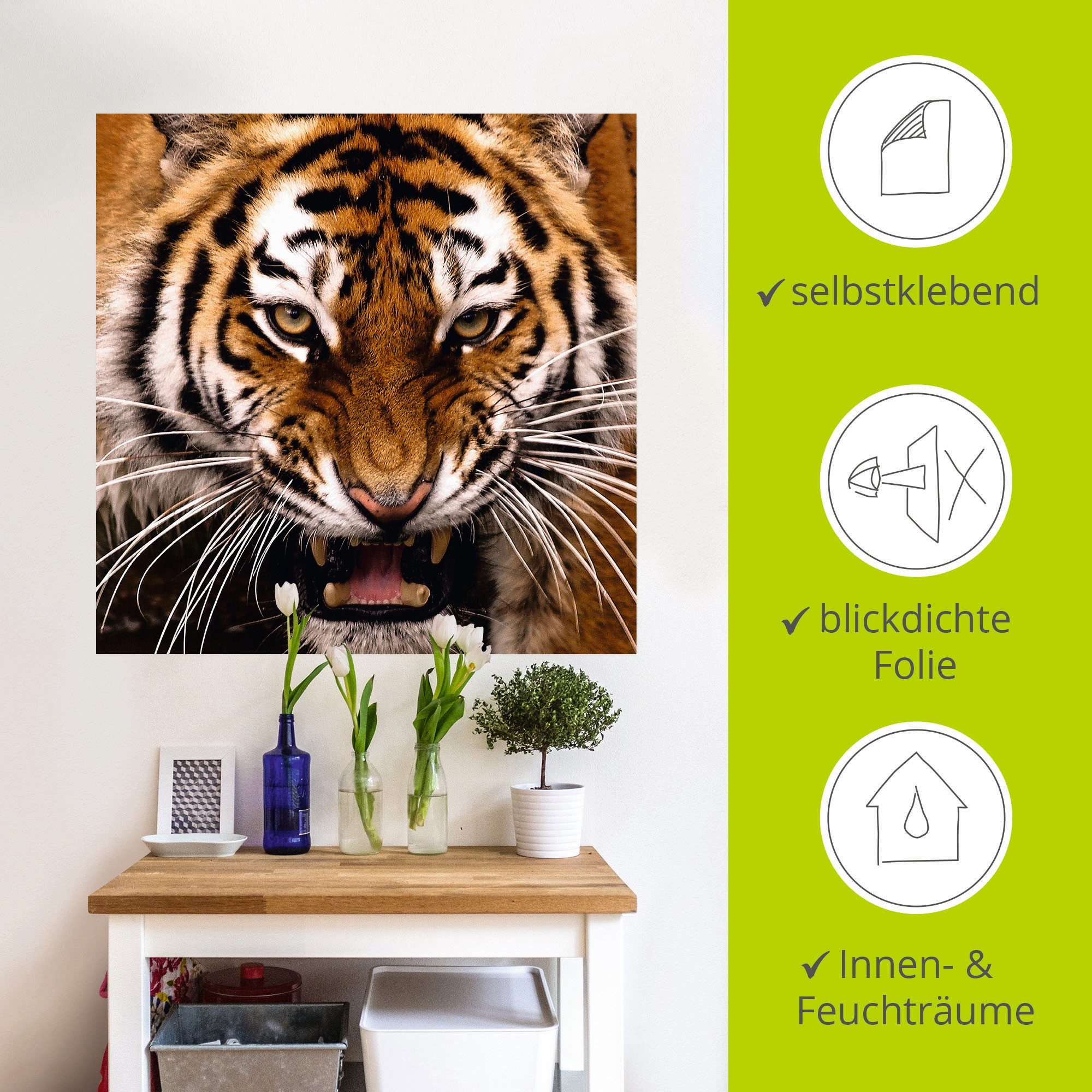 Artland Artprint Tijger kop als artprint op linnen, muursticker in verschillende maten
